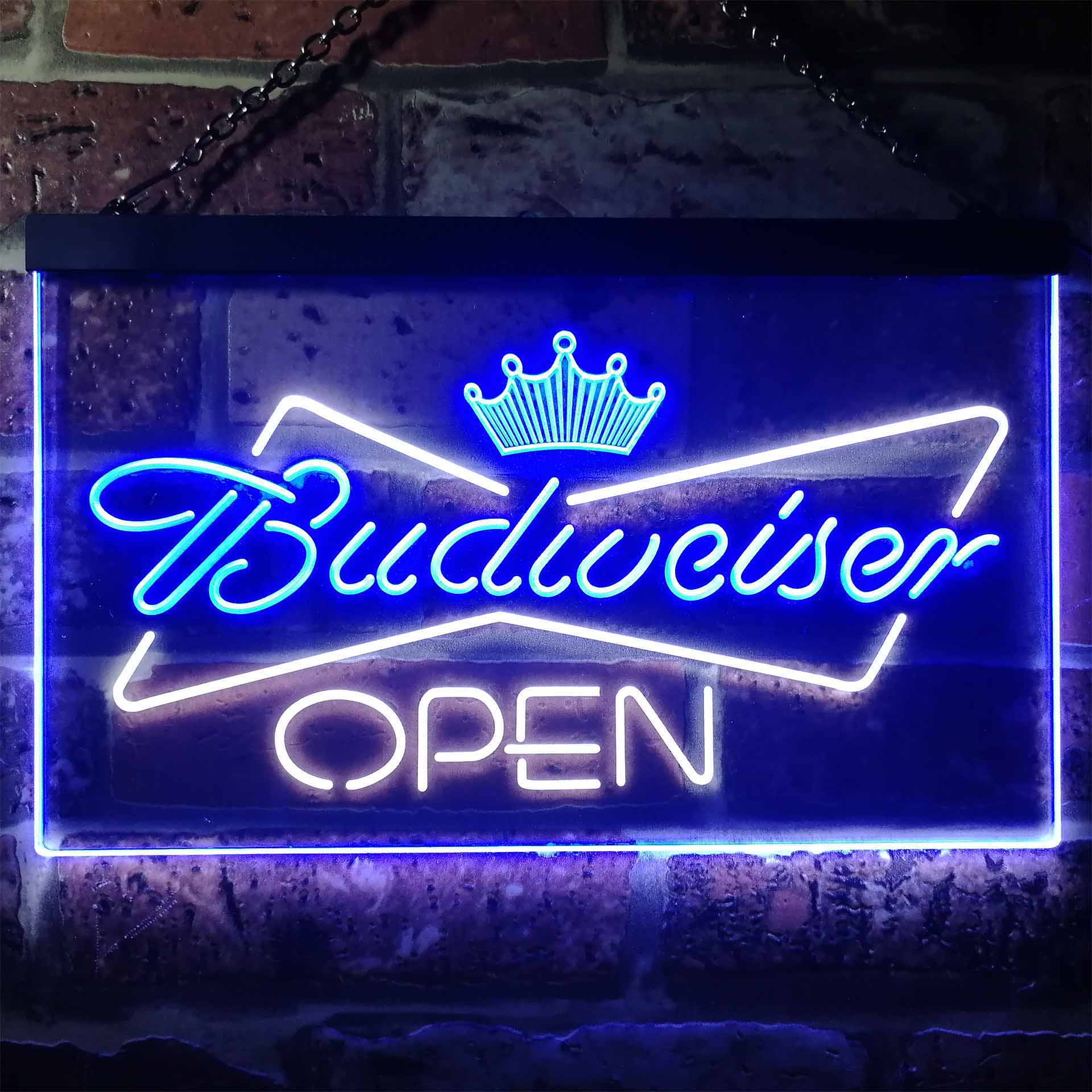 Budweiser Open Home Bar Dual Color LED Neon Sign ProLedSign