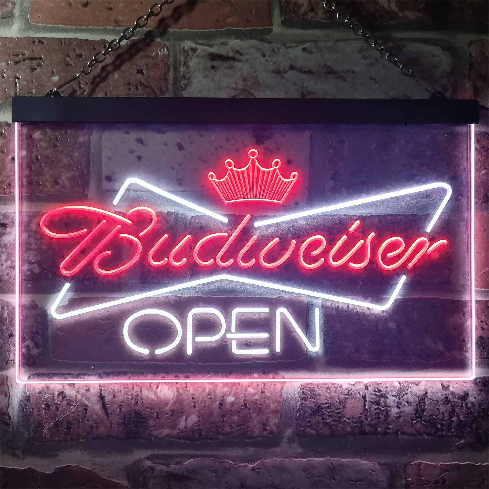 Budweiser Open Home Bar Dual Color LED Neon Sign ProLedSign