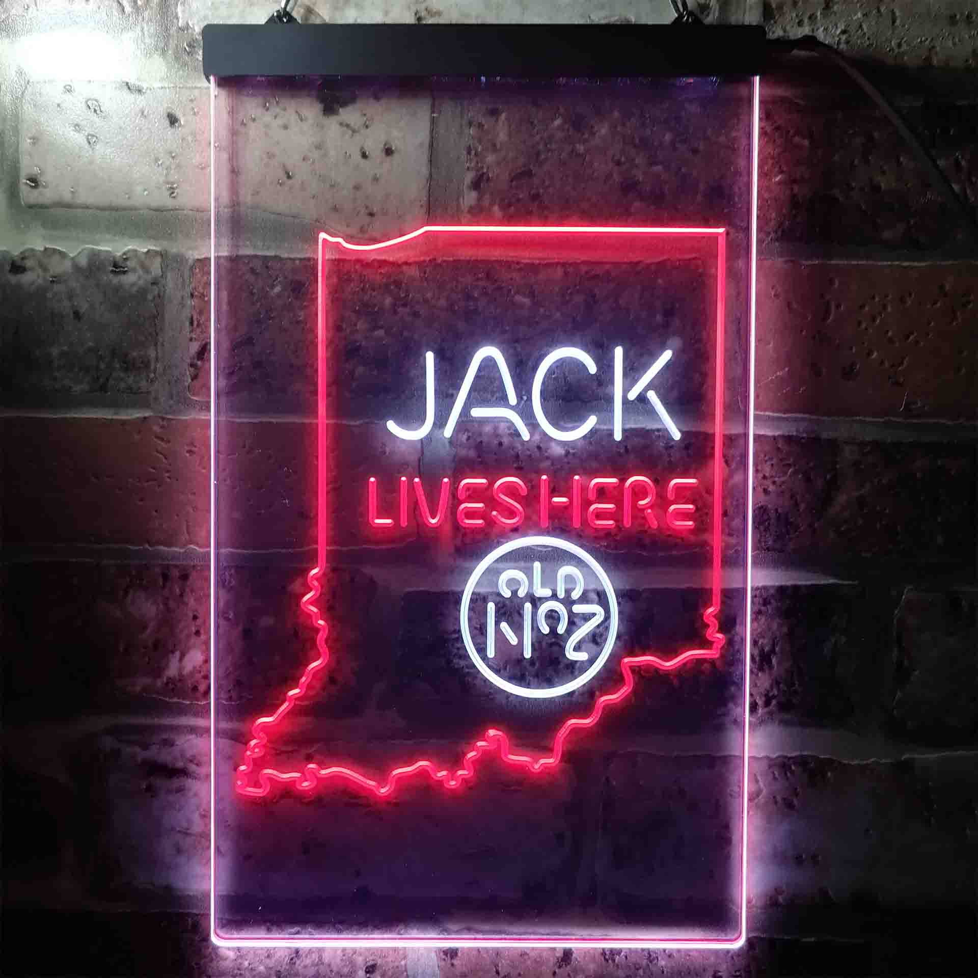 Indiana Jack Lives Here Dual Color LED Neon Sign ProLedSign