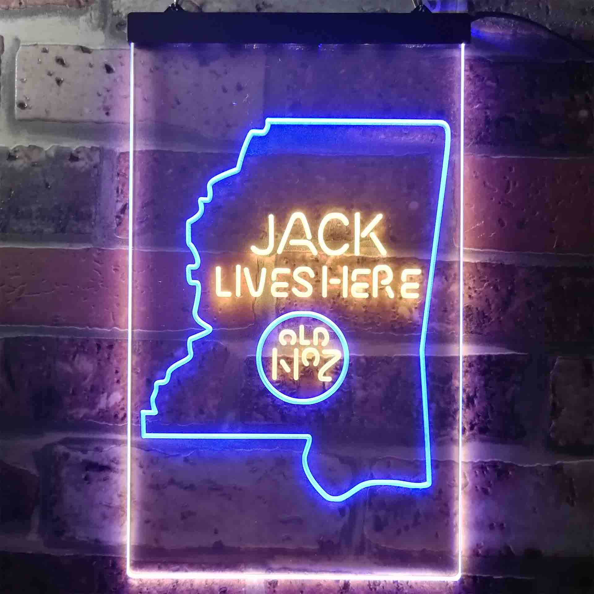 Mississippi Jack Lives Here Dual Color LED Neon Sign ProLedSign