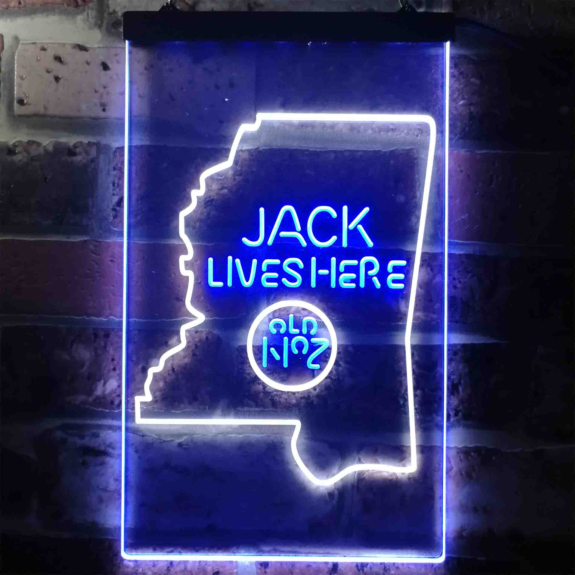Mississippi Jack Lives Here Dual Color LED Neon Sign ProLedSign