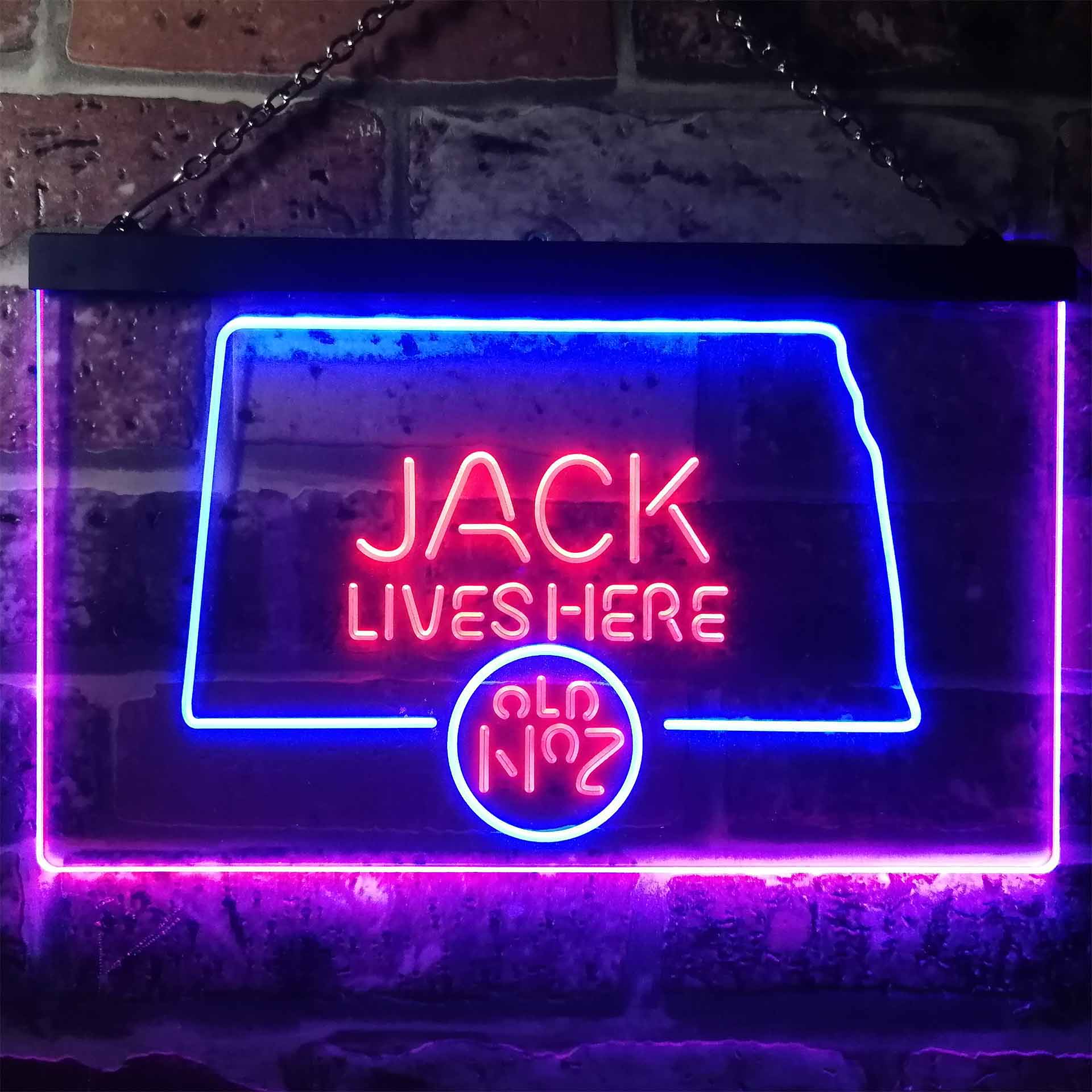 North Dakota Jack Lives Here Dual Color LED Neon Sign ProLedSign