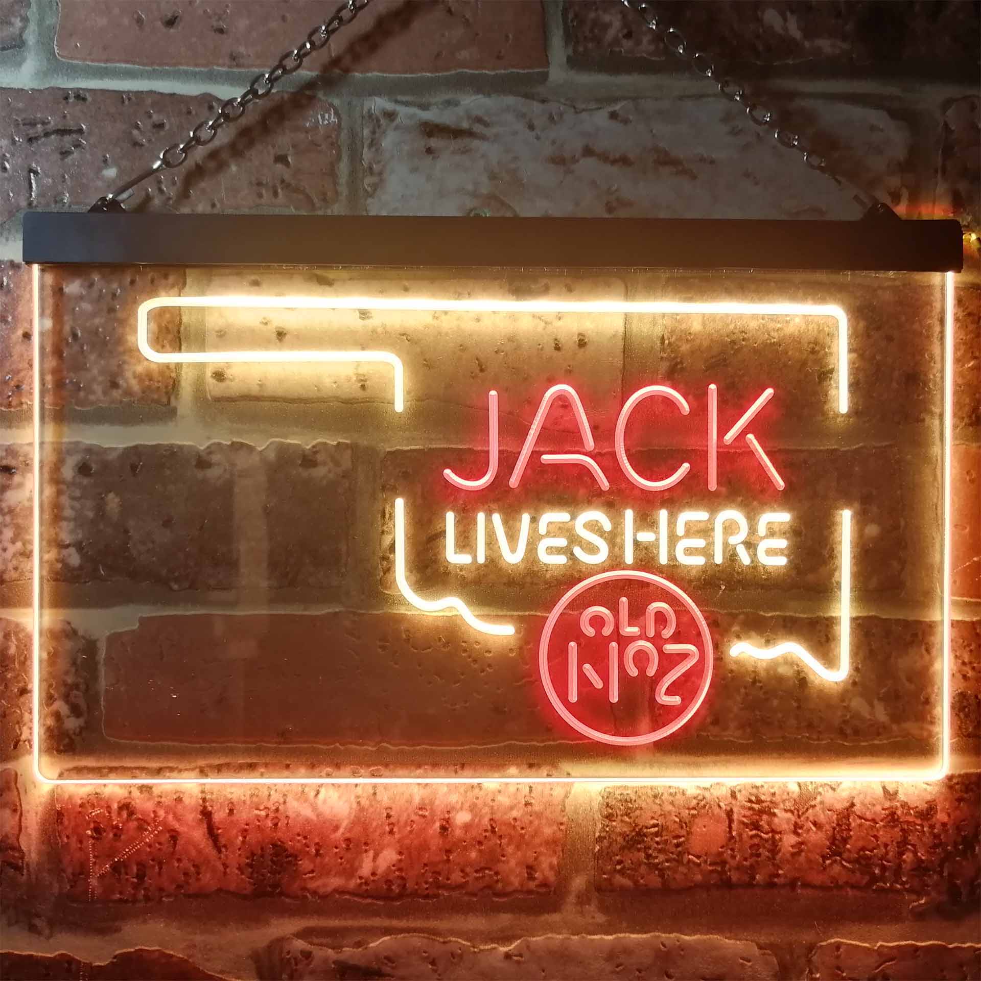 Oklahoma Jack Lives Here Dual Color LED Neon Sign ProLedSign