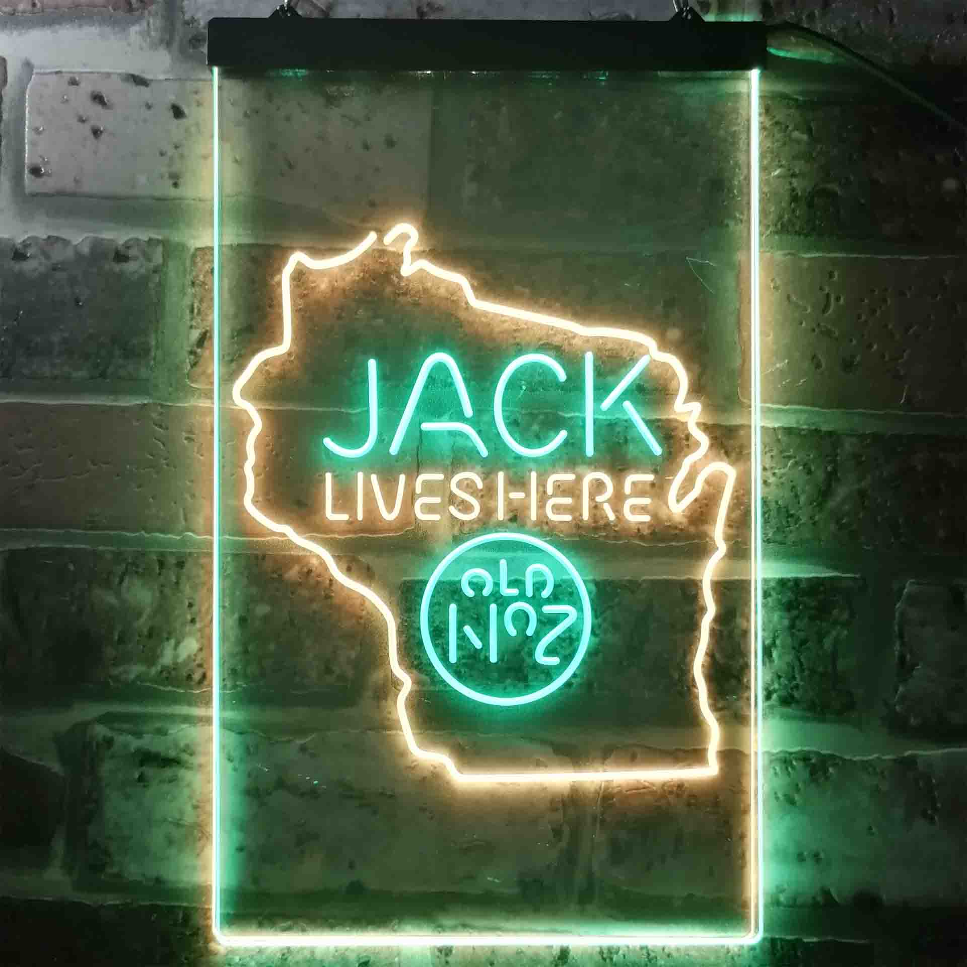 Wisconisin Jack Lives Here Dual Color LED Neon Sign ProLedSign