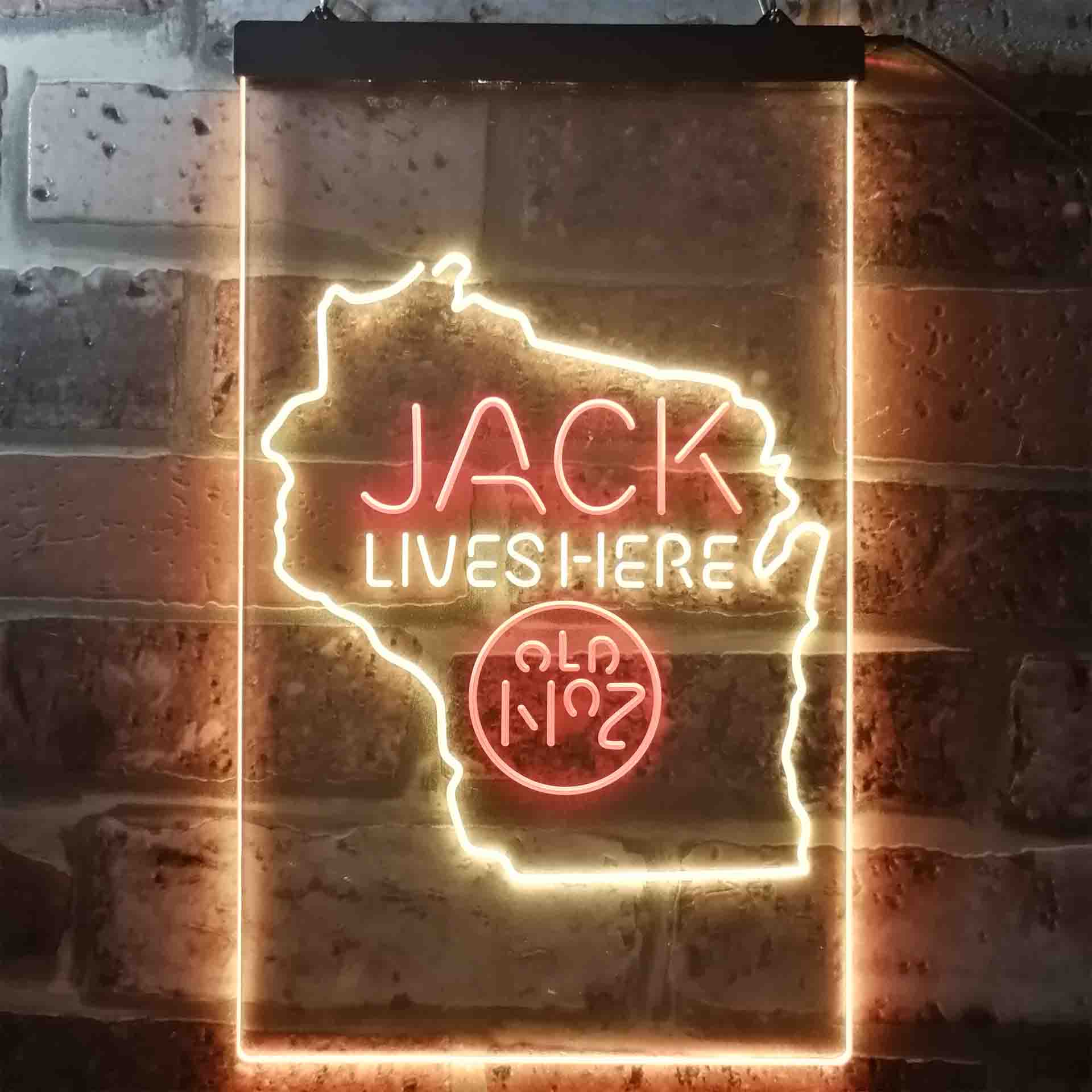 Wisconisin Jack Lives Here Dual Color LED Neon Sign ProLedSign