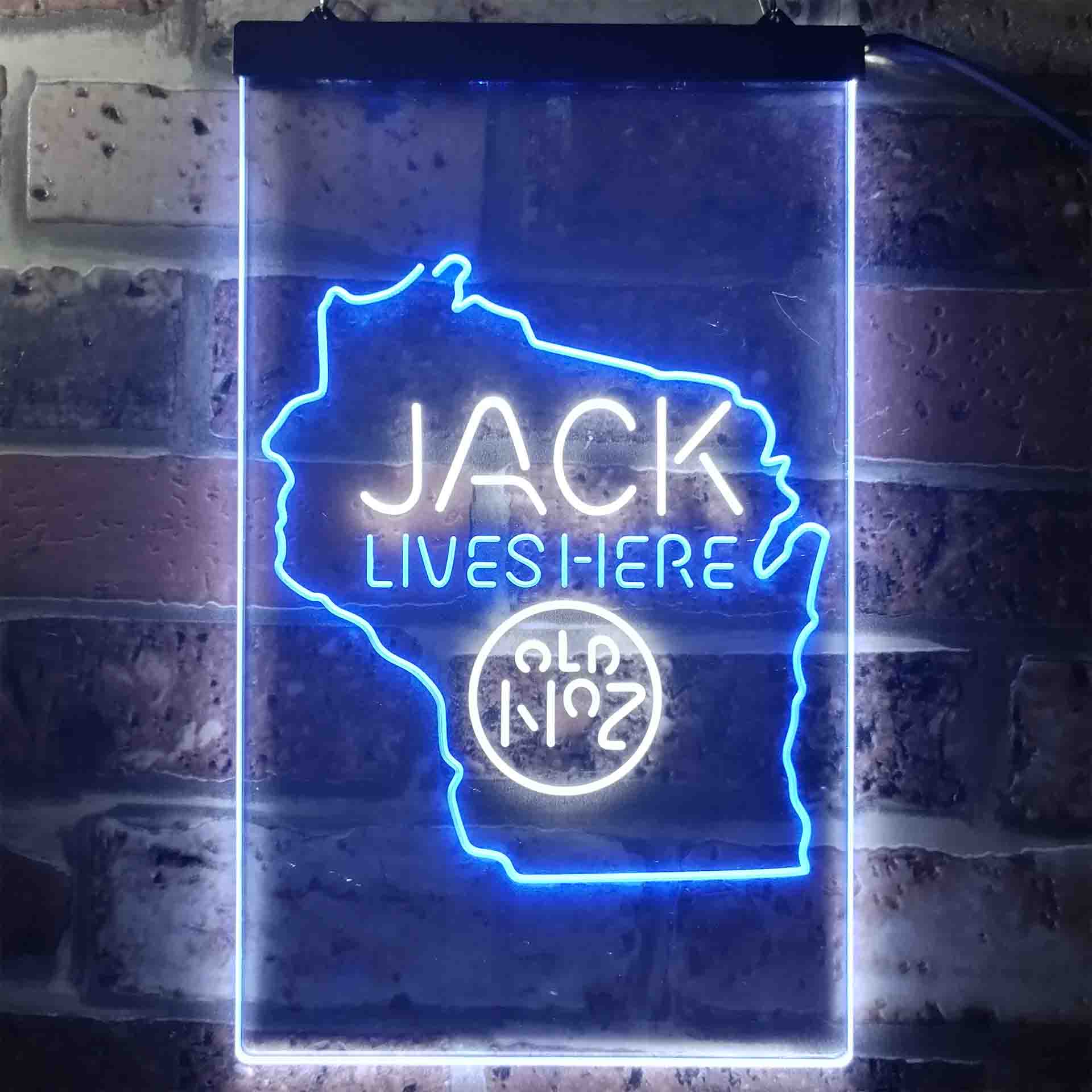Wisconisin Jack Lives Here Dual Color LED Neon Sign ProLedSign