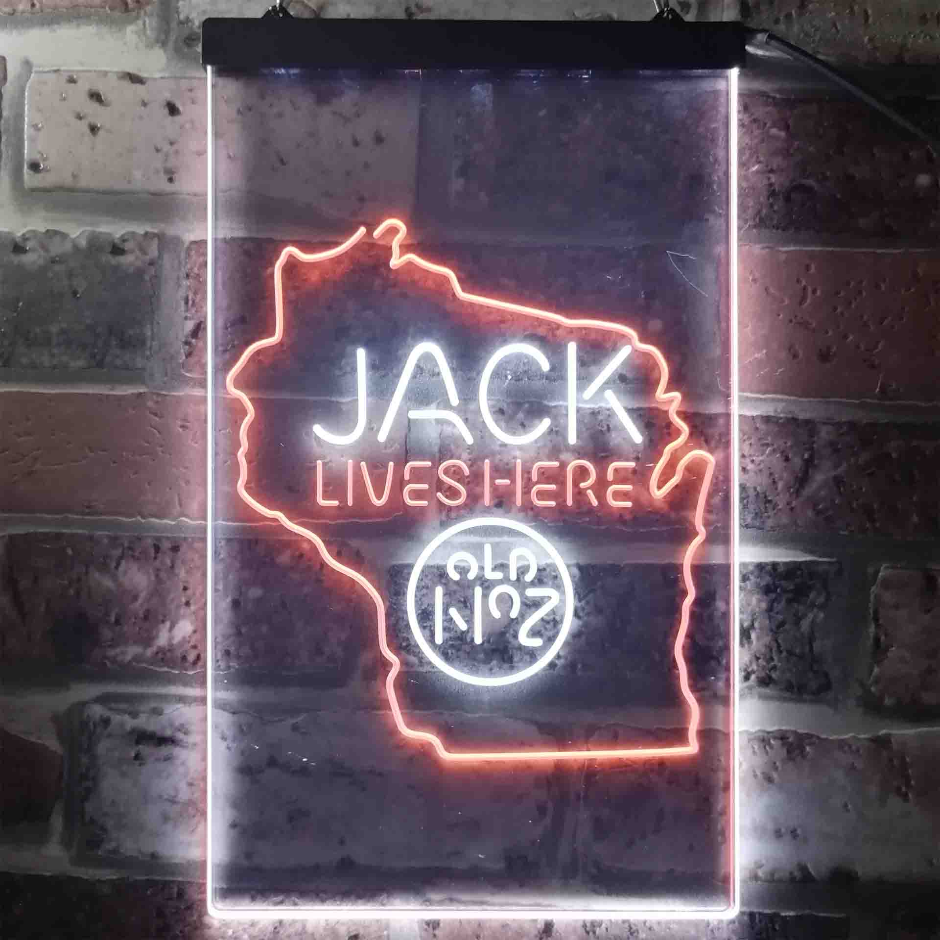 Wisconisin Jack Lives Here Dual Color LED Neon Sign ProLedSign