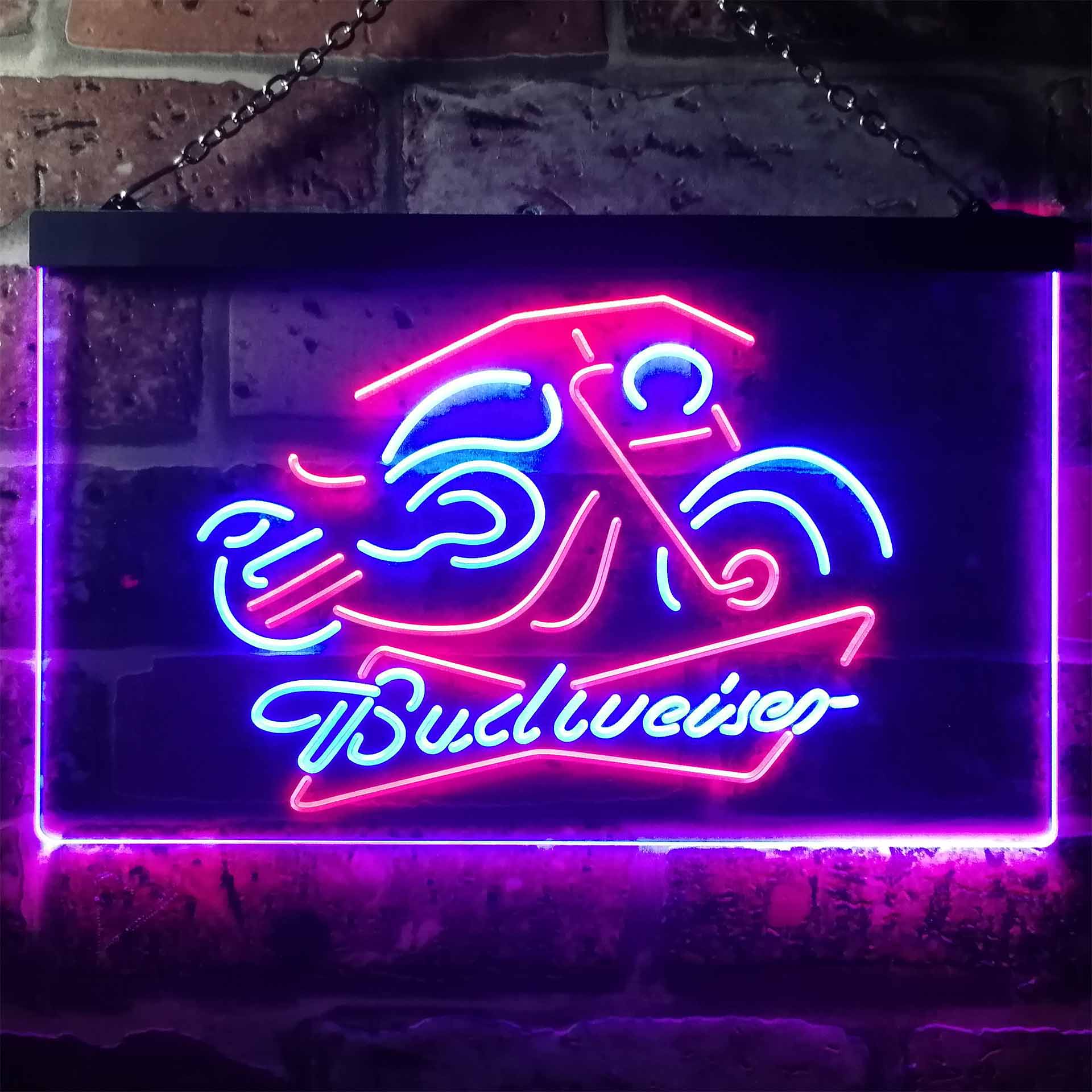 Budweiser Beer Motorcycle Dual Color LED Neon Sign ProLedSign