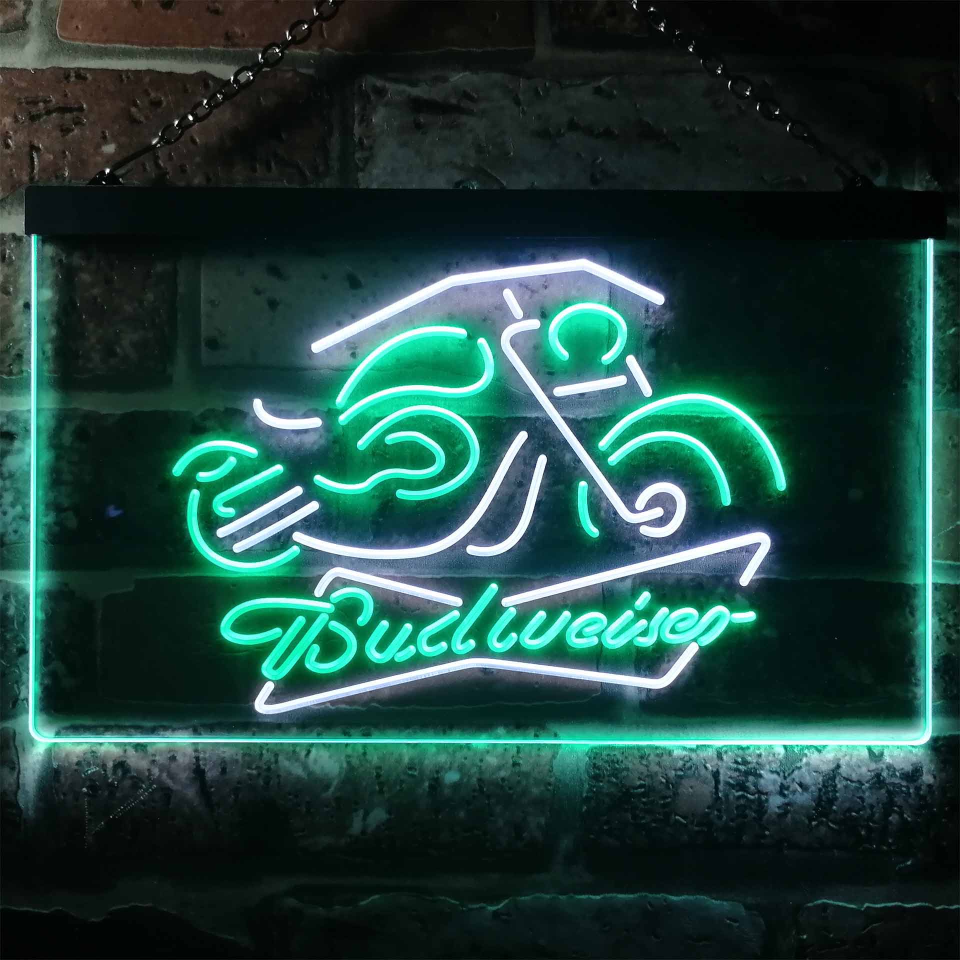 Budweiser Beer Motorcycle Dual Color LED Neon Sign ProLedSign