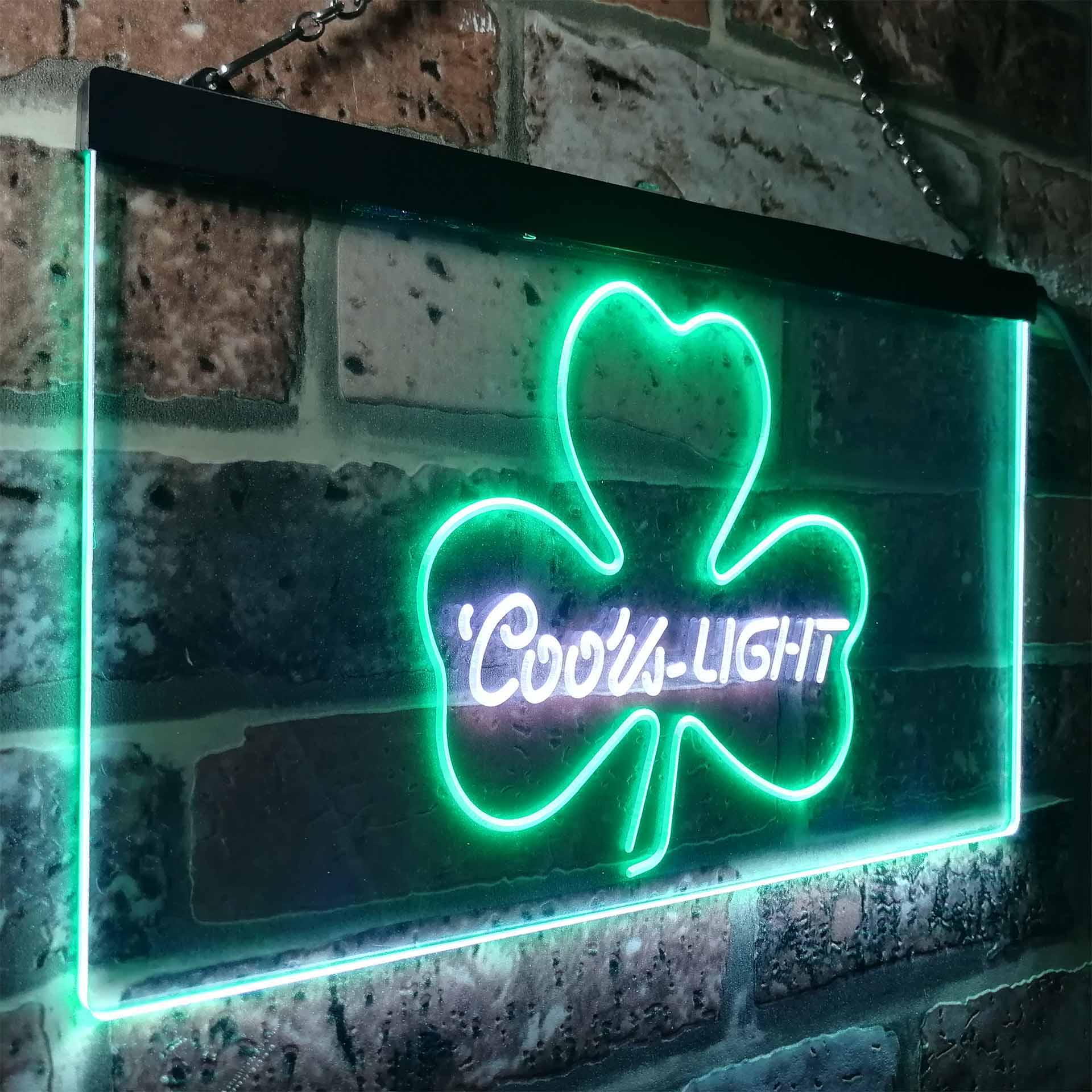 Coors Light Green Clover Shamrock Neon-Like LED Sign