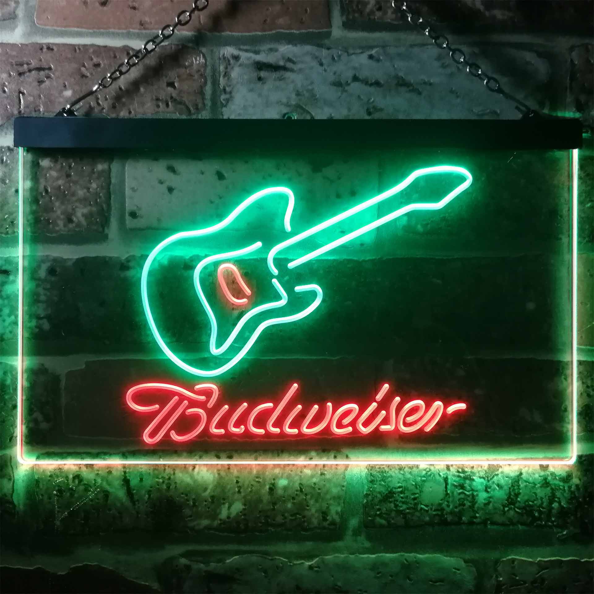 Budweiser Guitar Dual Color LED Neon Sign ProLedSign