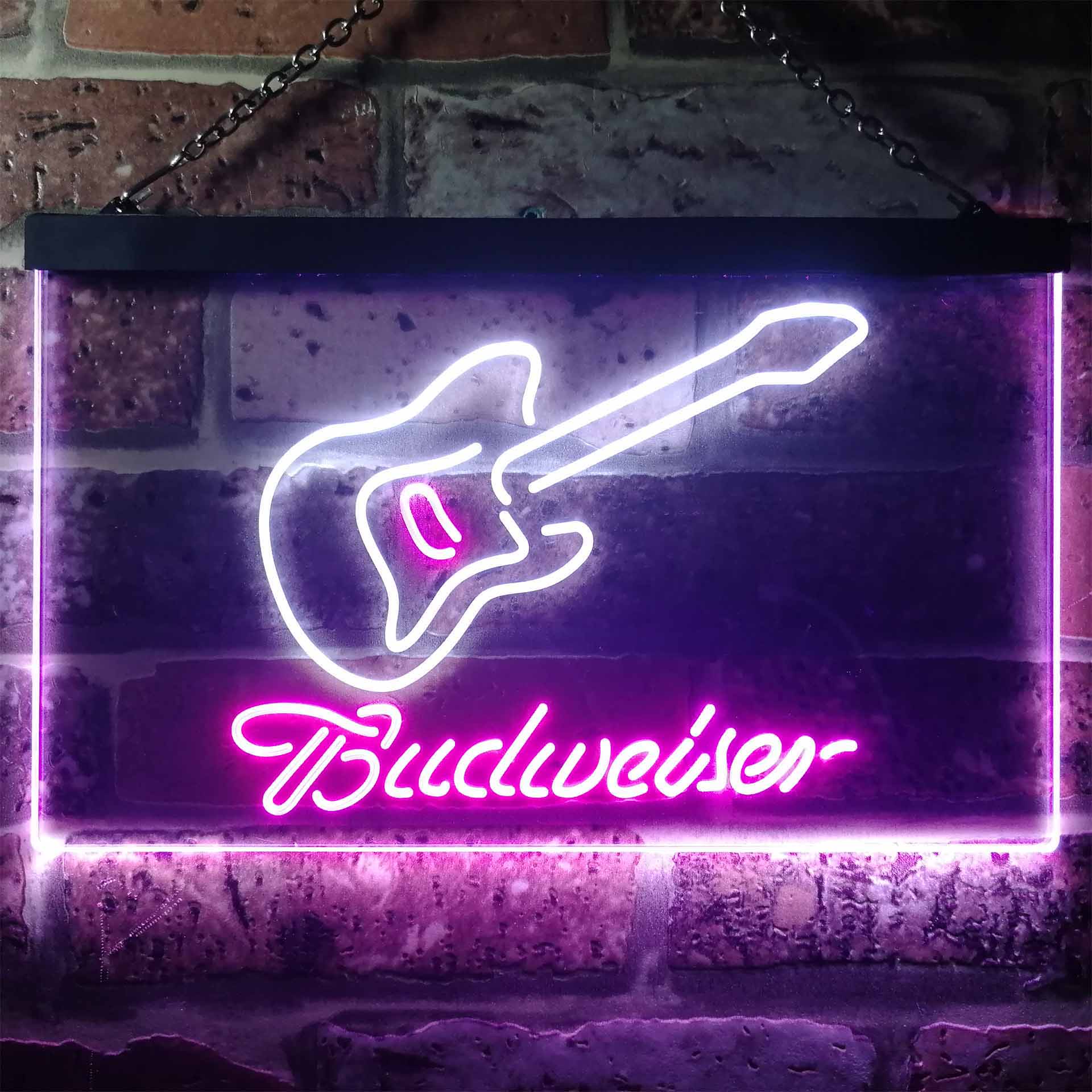 Budweiser Guitar Dual Color LED Neon Sign ProLedSign