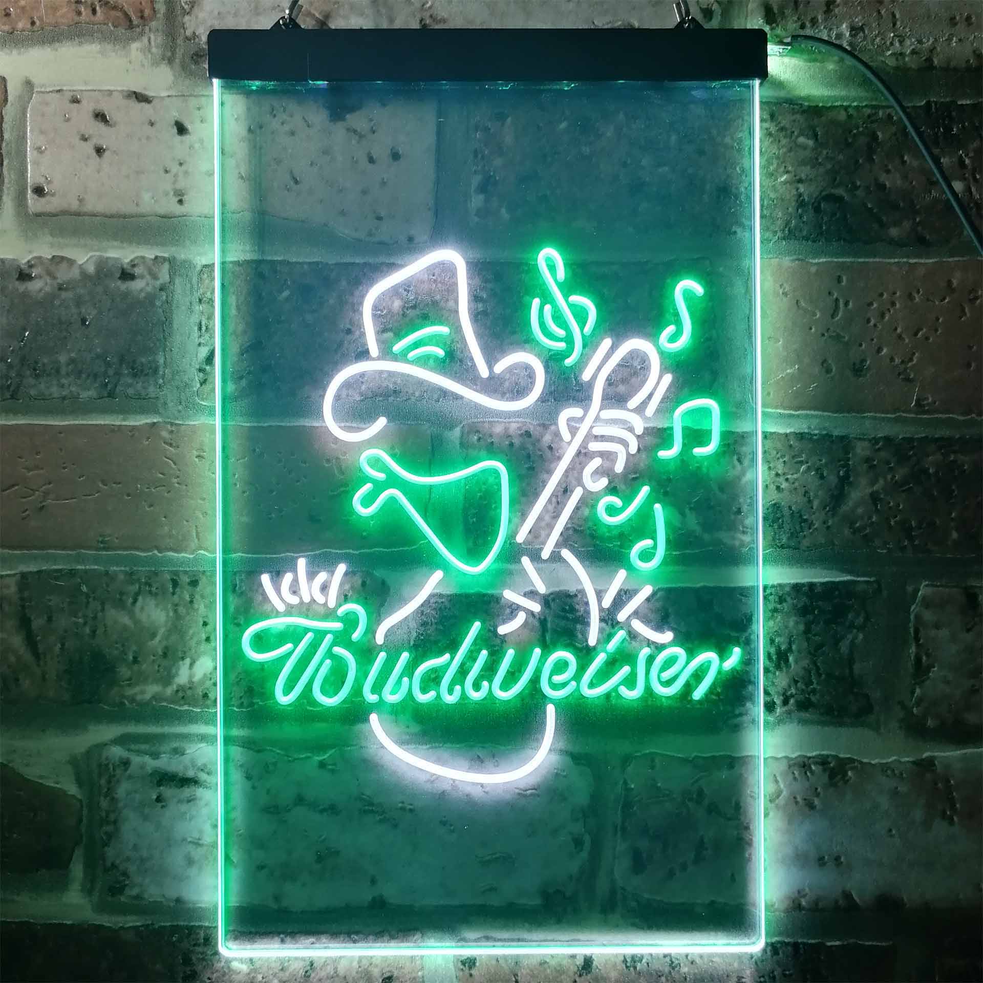 Budweiser Cowboy Play Guitar Dual Color LED Neon Sign ProLedSign