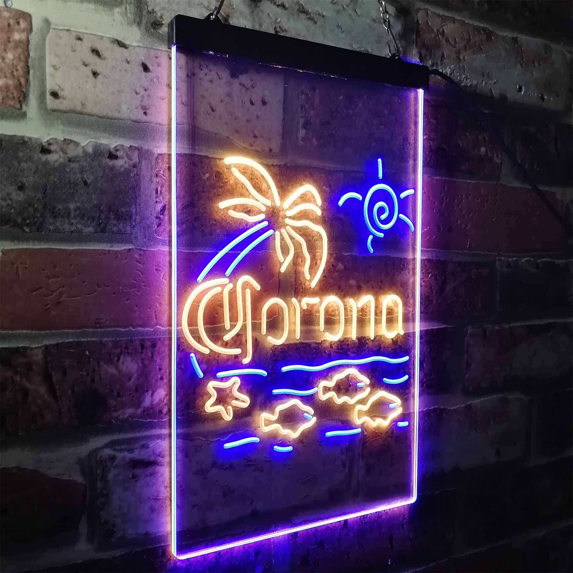 Corona Fish Sun Palm Island Neon-Like LED Sign