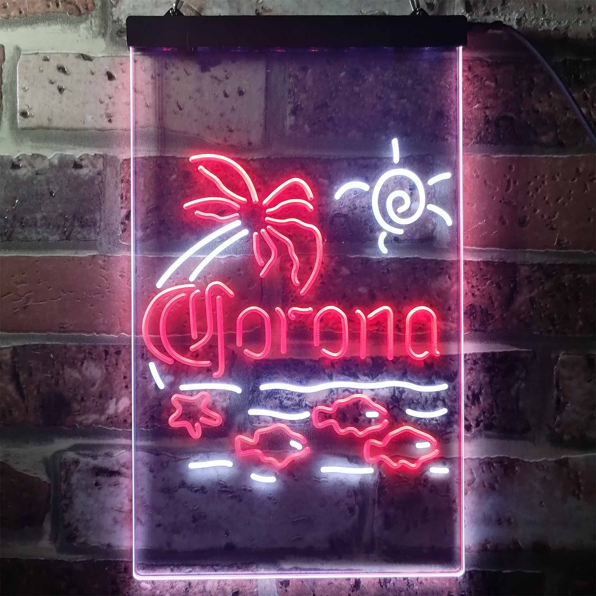 Corona Fish Sun Palm Island Neon-Like LED Sign