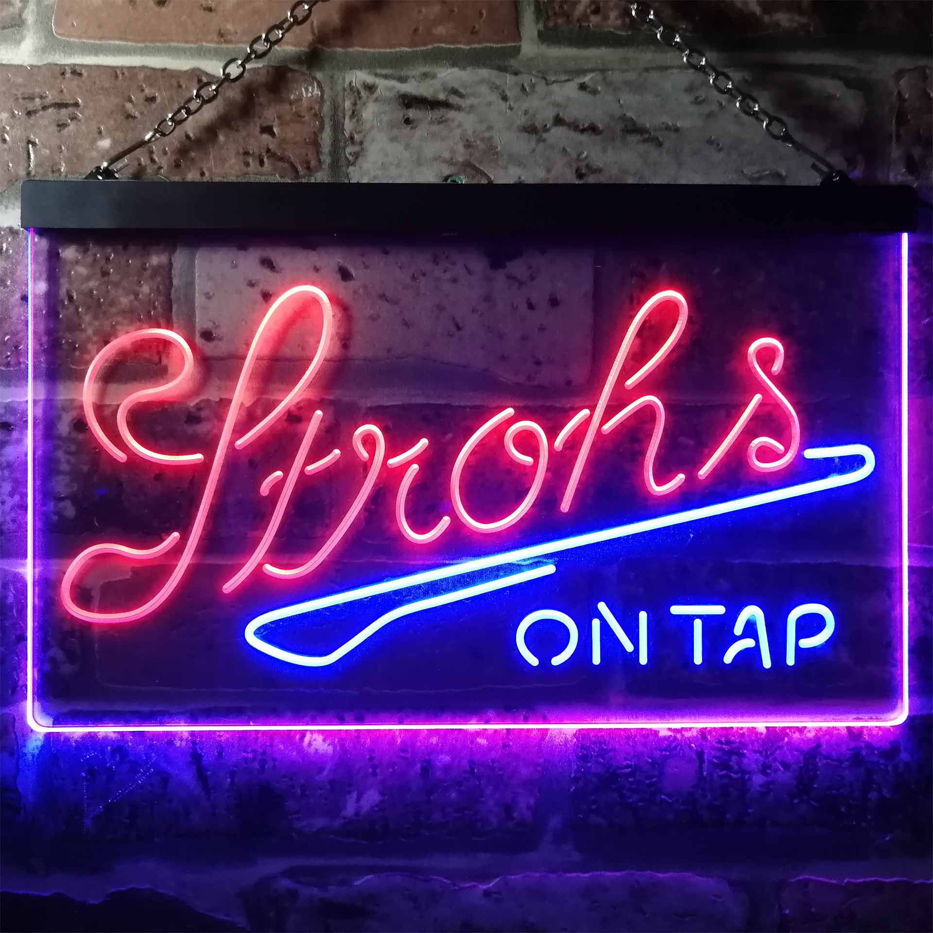 Strohs On Tap Beer Bar Dual Color LED Neon Sign ProLedSign