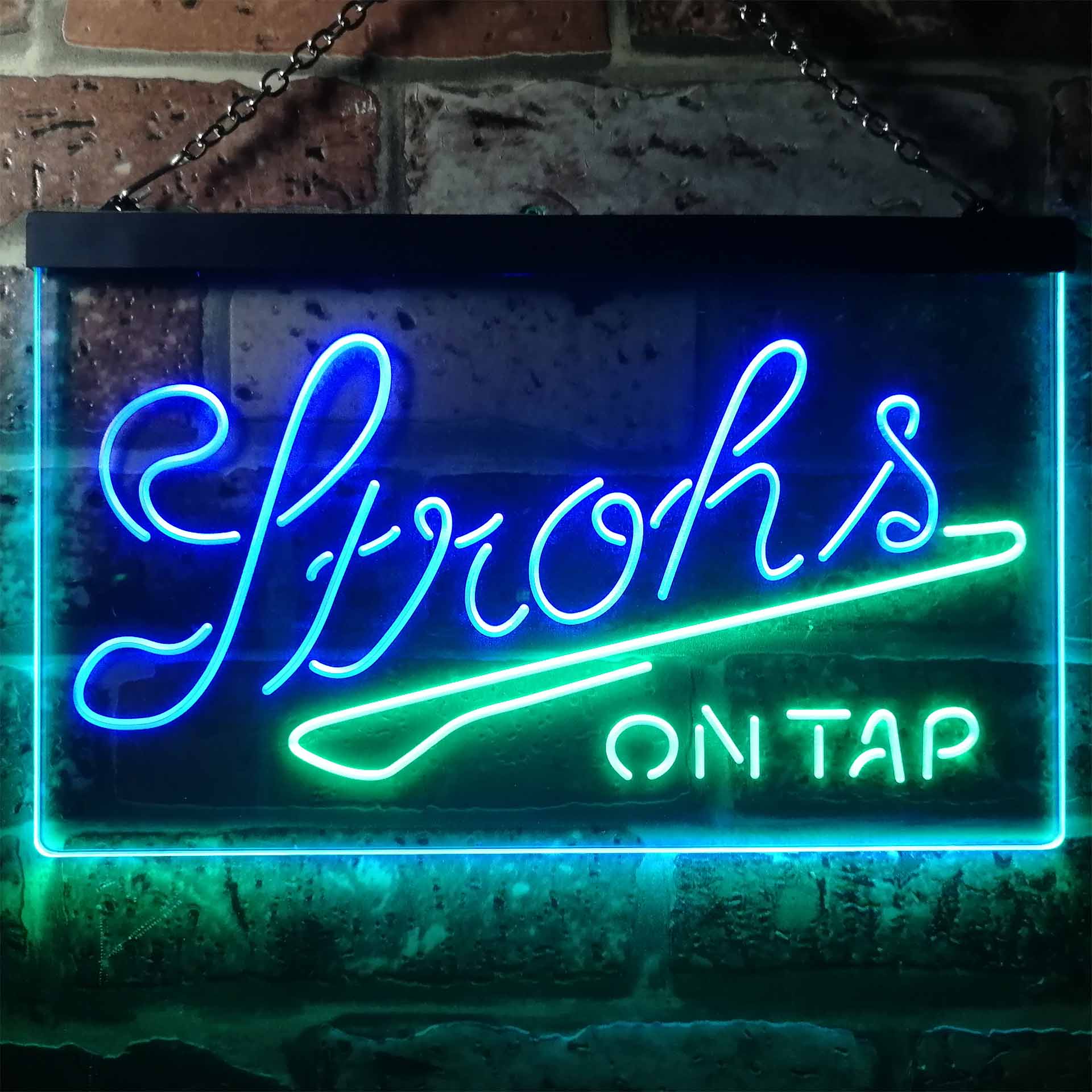 Strohs On Tap Beer Bar Dual Color LED Neon Sign ProLedSign