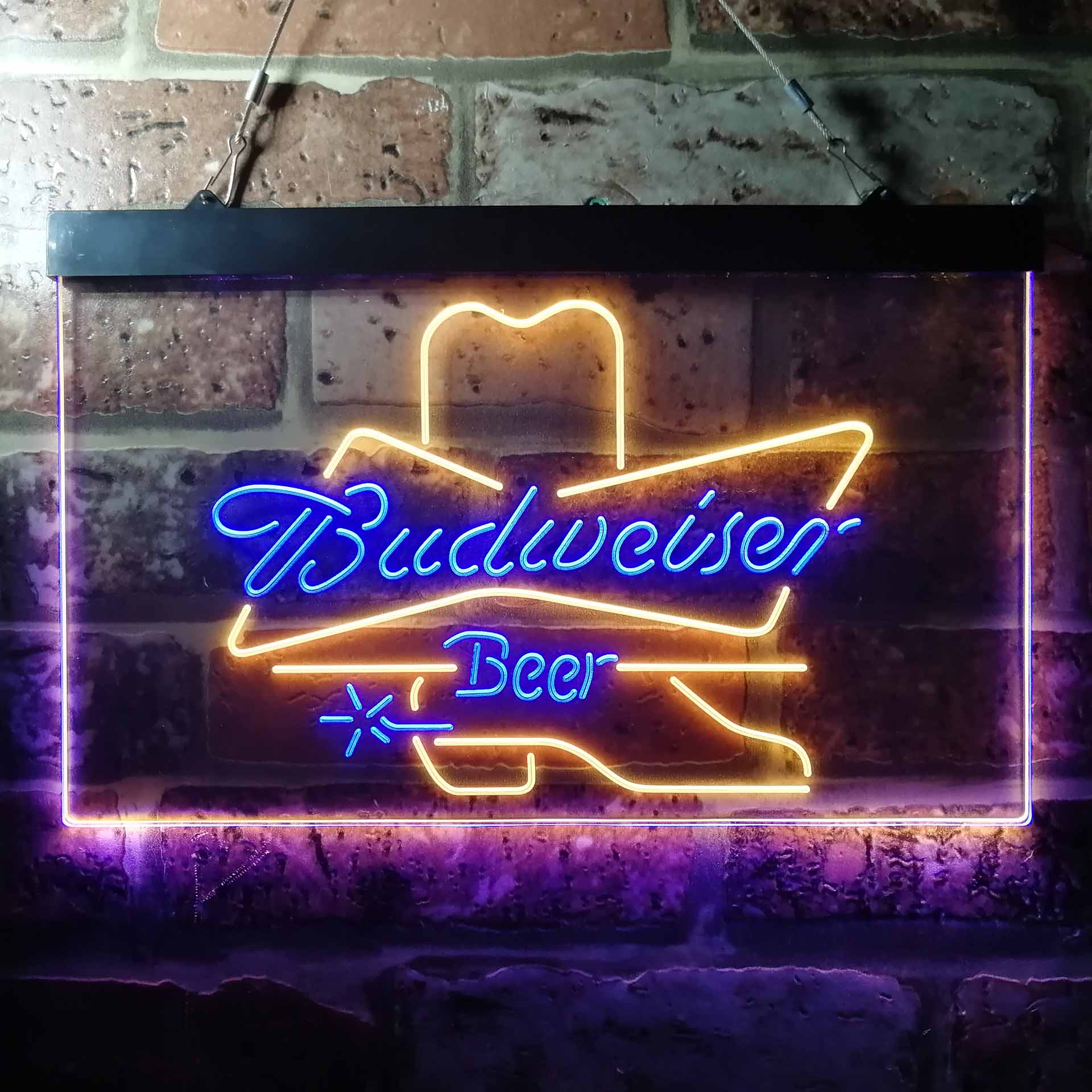 Budweiser Cowboys Boot Dual Color LED Neon Sign ProLedSign