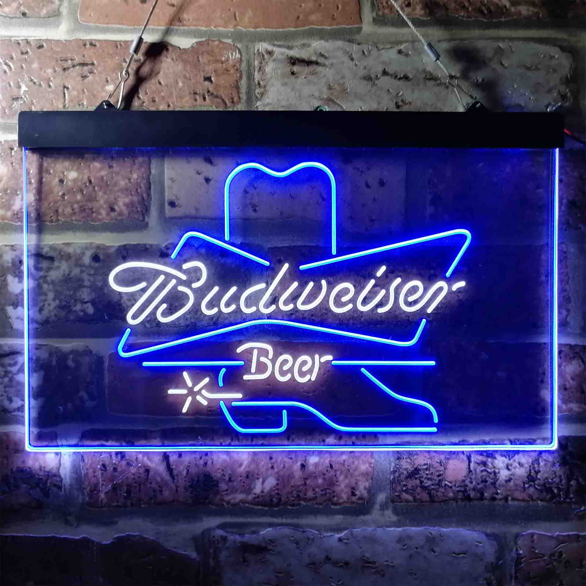 Budweiser Cowboys Boot Dual Color LED Neon Sign ProLedSign