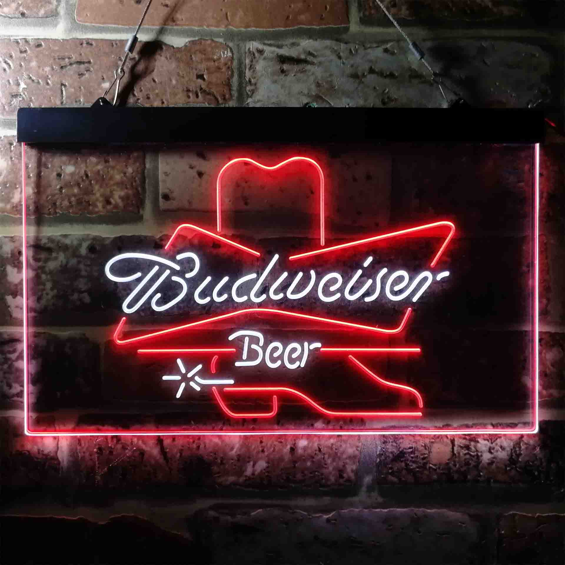 Budweiser Cowboys Boot Dual Color LED Neon Sign ProLedSign