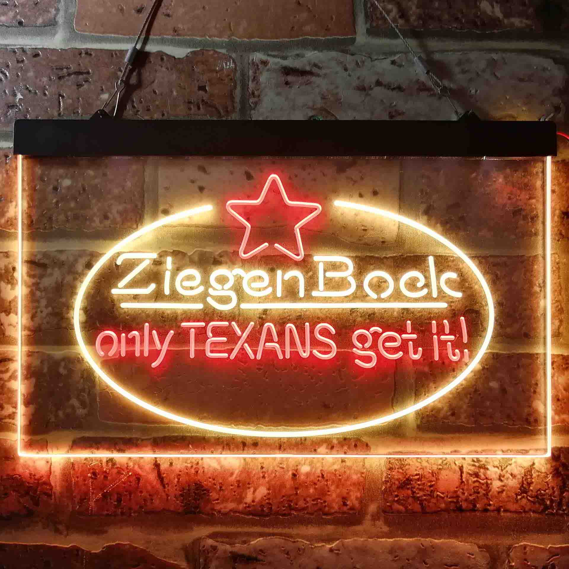 ZiegenBock Amber Only Texans Get it Neon-Like LED Sign