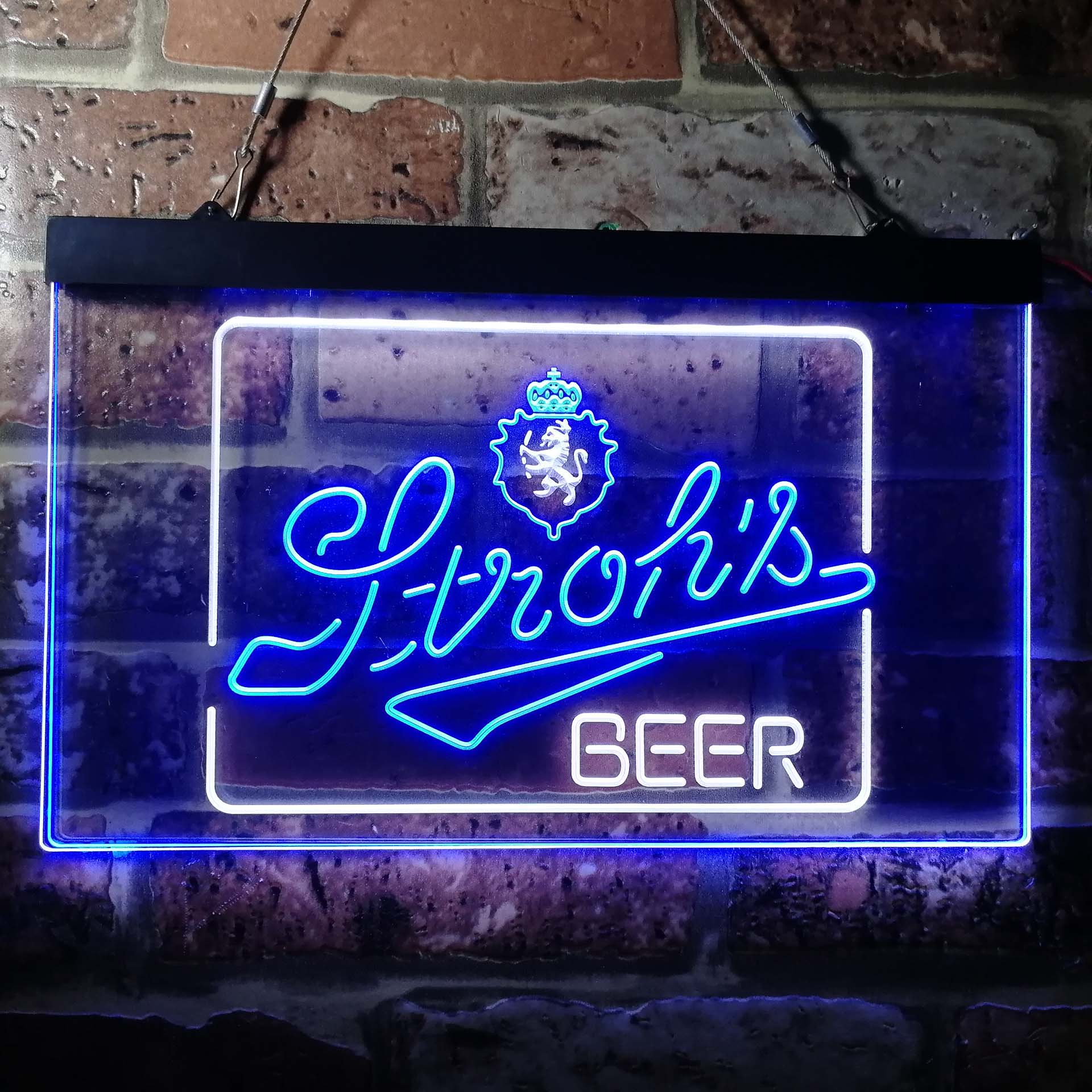 Stroh's Beer Man Cave Bar Dual Color LED Neon Sign ProLedSign