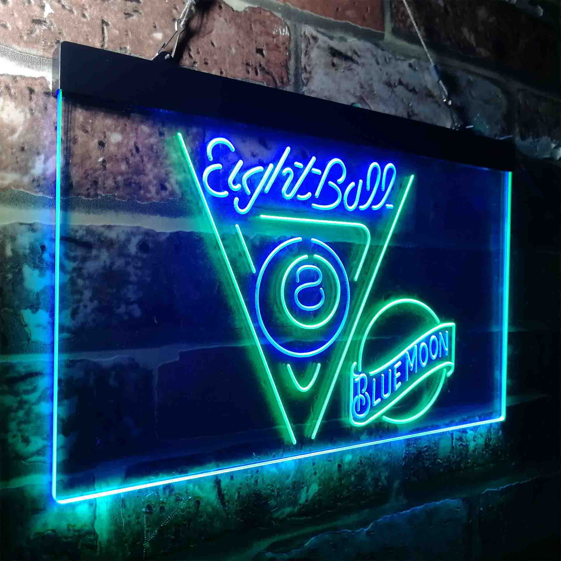 Blue Moon Eight Ball Pool Snooker Room Neon-Like LED Sign - ProLedSign