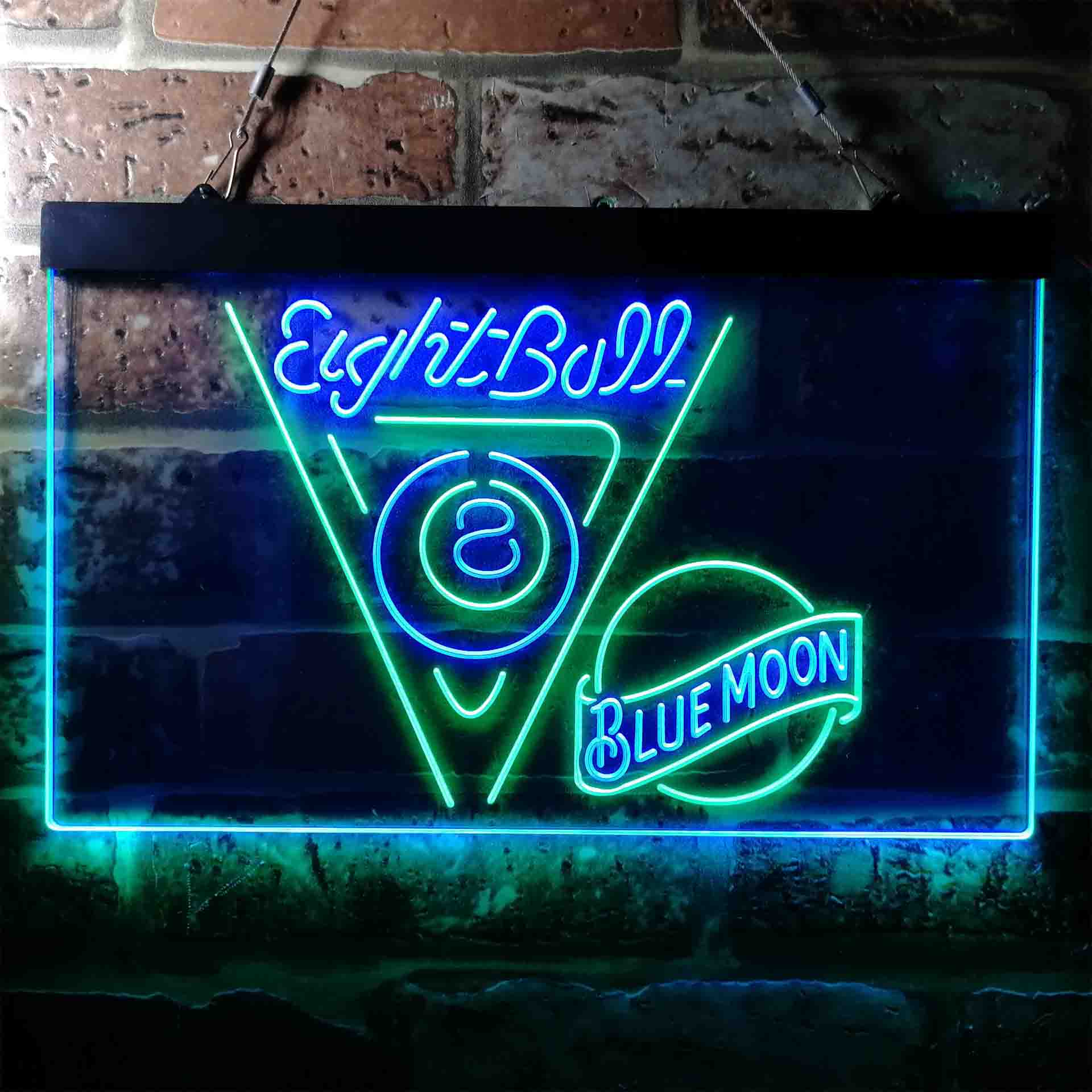 Blue Moon Eight Ball Pool Snooker Room Neon-Like LED Sign - ProLedSign