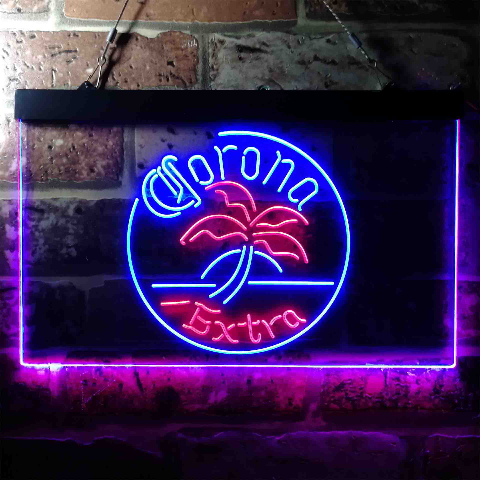 Corona Palm Tree Island Circle Neon-Like LED Sign