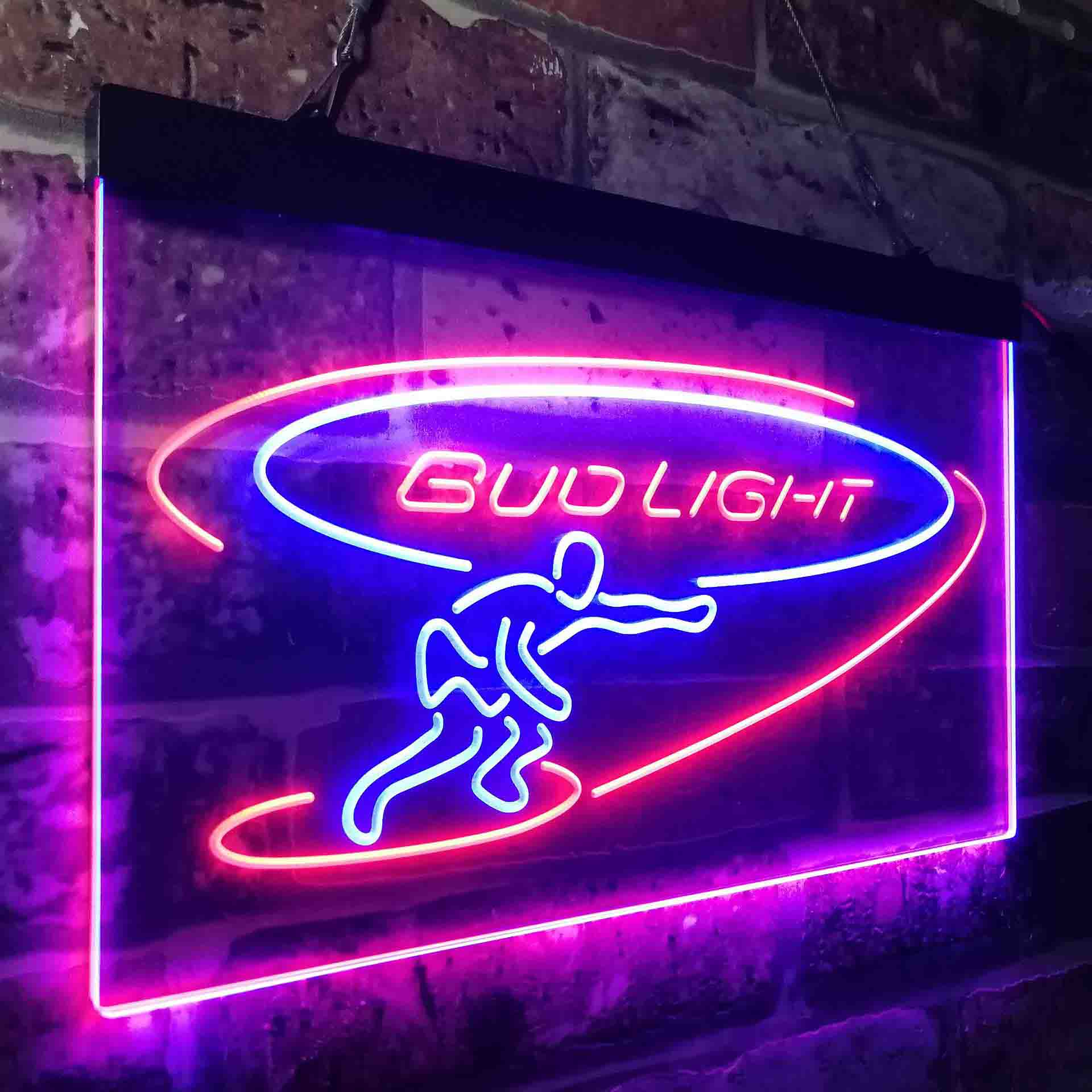 Bud Light Surf Snowboarder Neon-Like LED Sign - ProLedSign