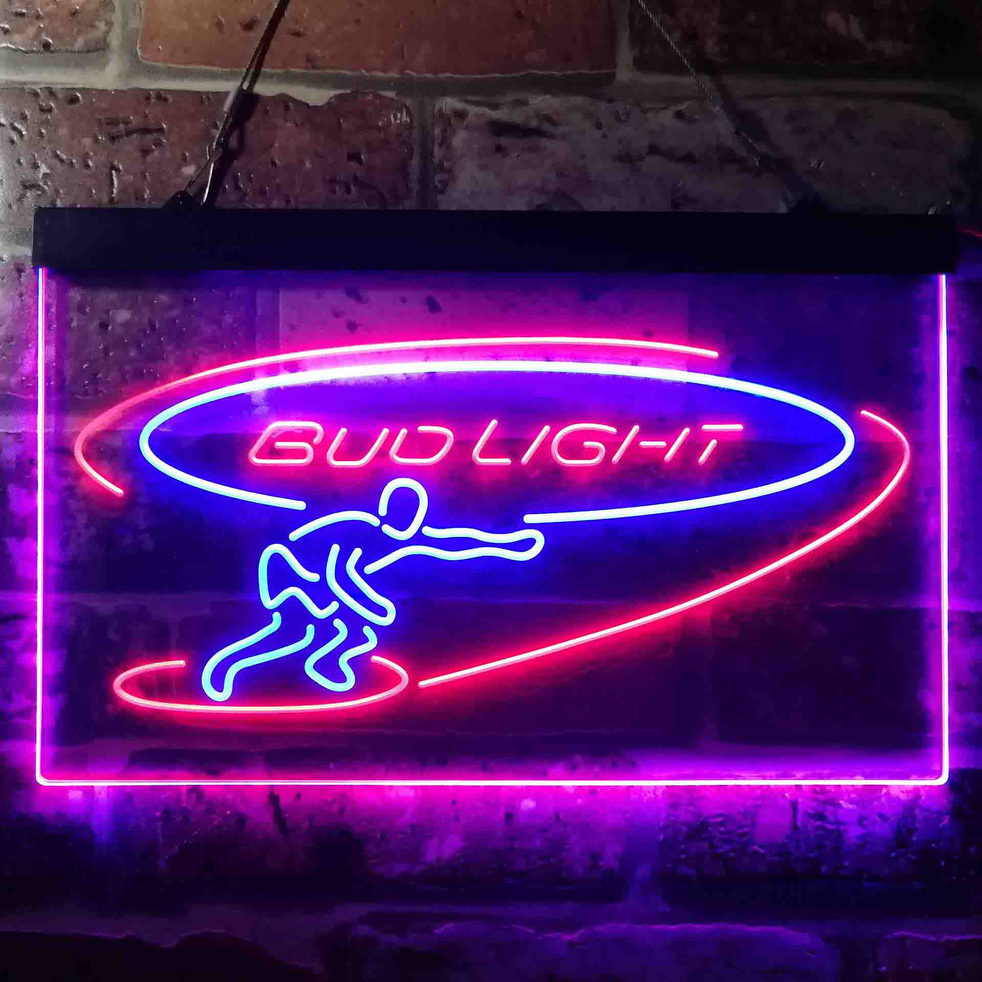 Bud Light Surf Snowboarder Neon-Like LED Sign - ProLedSign