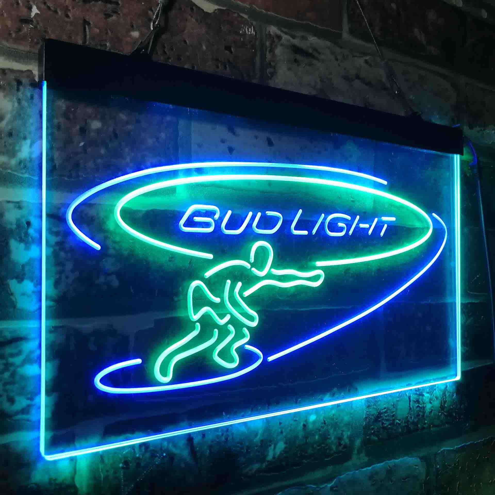 Bud Light Surf Snowboarder Neon-Like LED Sign - ProLedSign