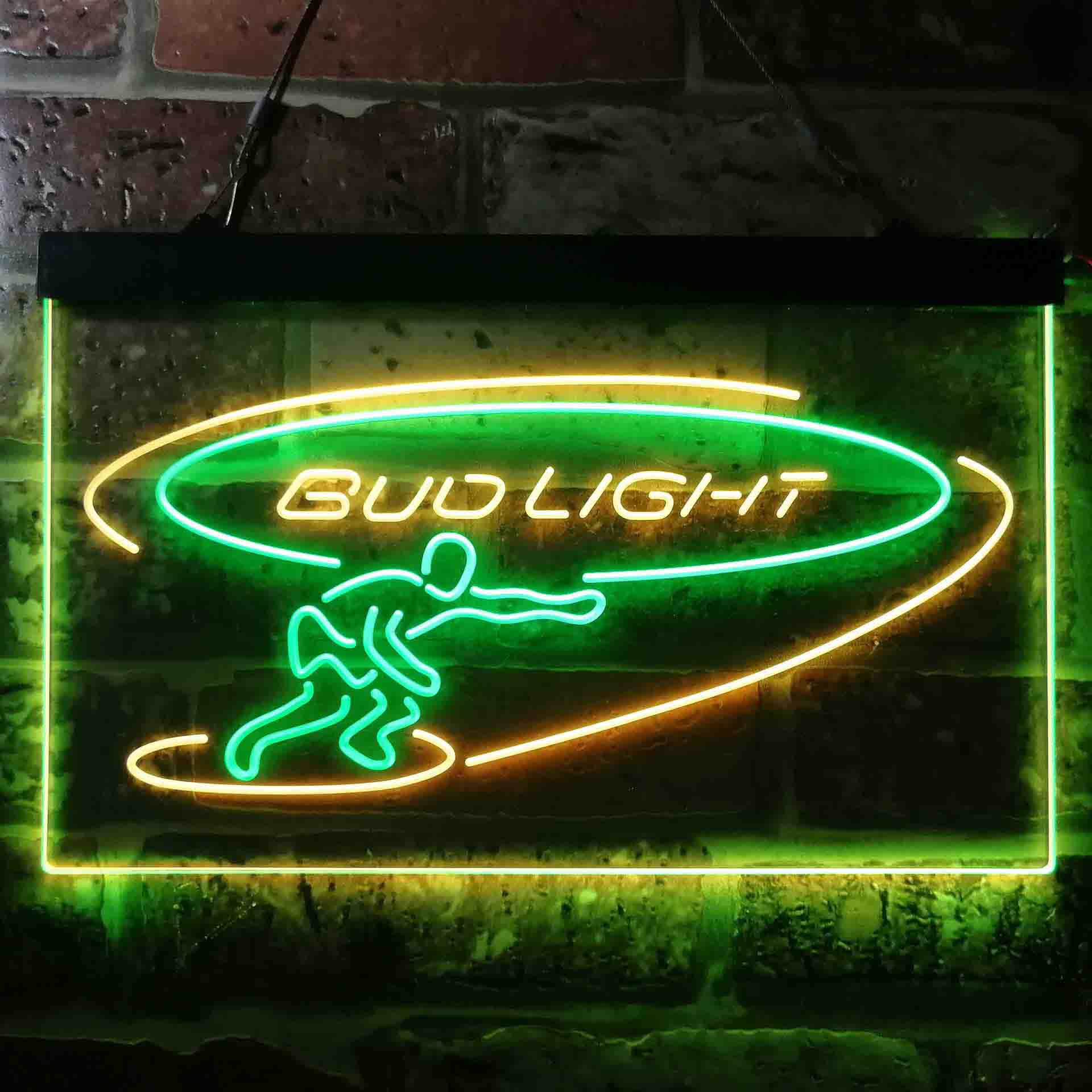 Bud Light Surf Snowboarder Neon-Like LED Sign