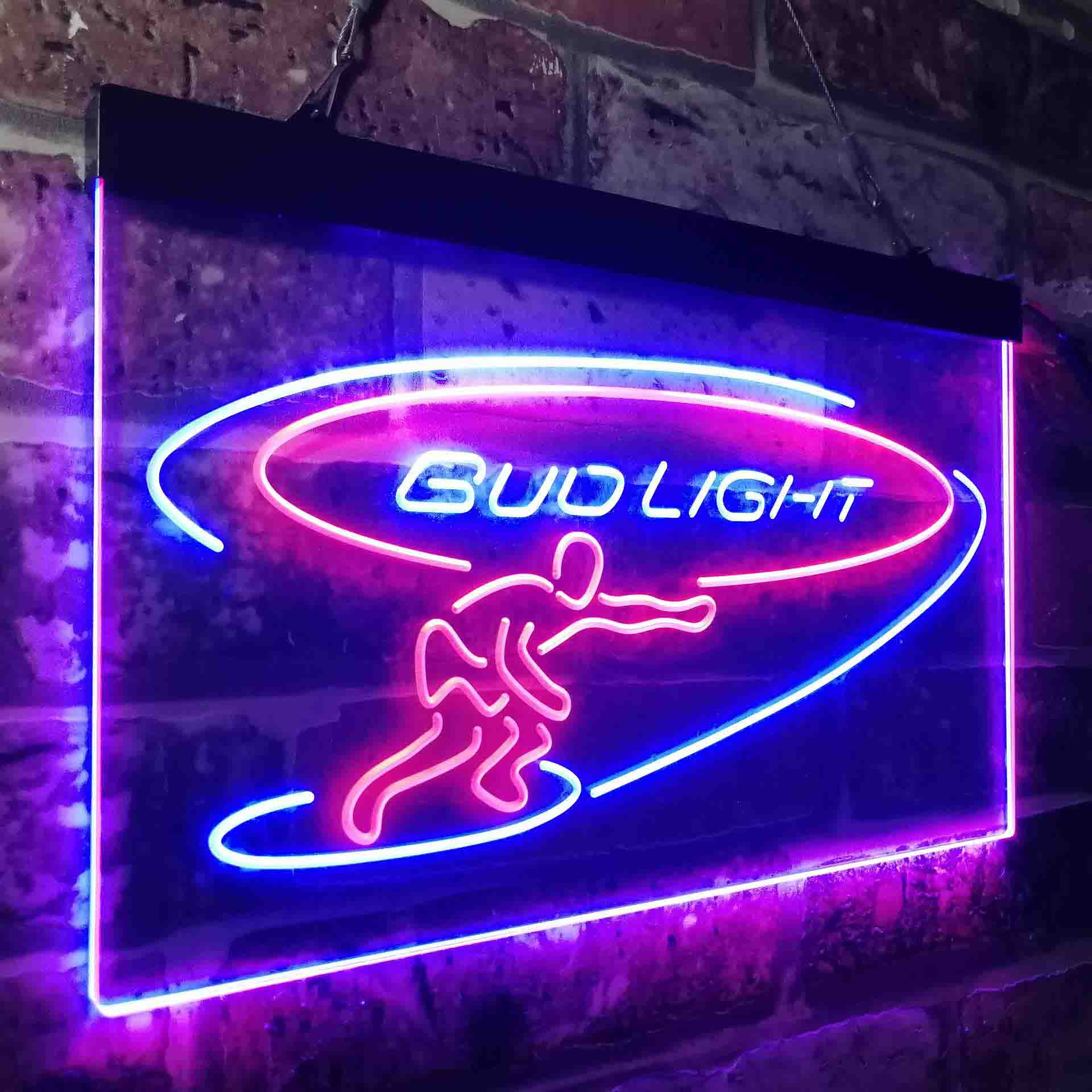 Bud Light Surf Snowboarder Neon-Like LED Sign - ProLedSign