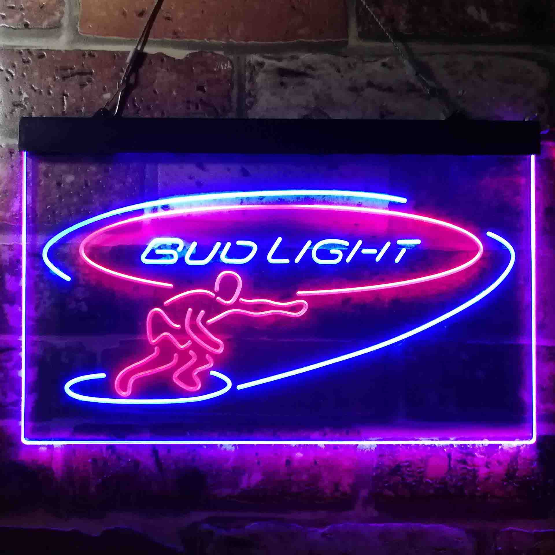 Bud Light Surf Snowboarder Neon-Like LED Sign - ProLedSign