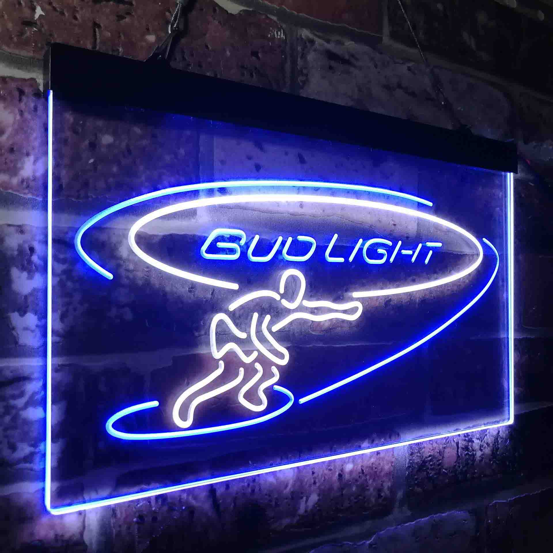 Bud Light Surf Snowboarder Neon-Like LED Sign - ProLedSign