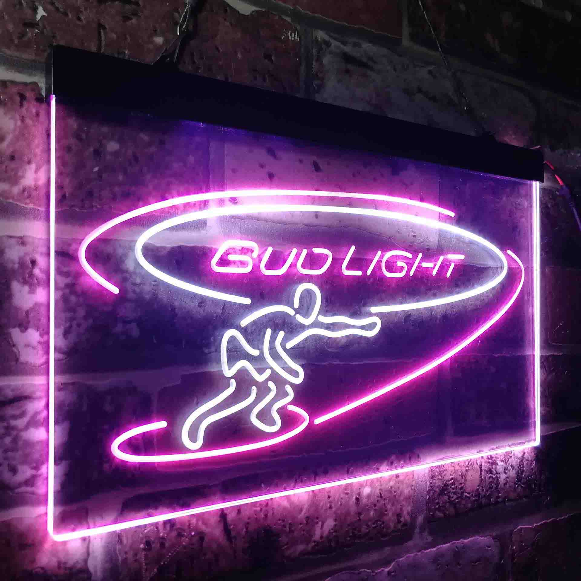 Bud Light Surf Snowboarder Neon-Like LED Sign - ProLedSign