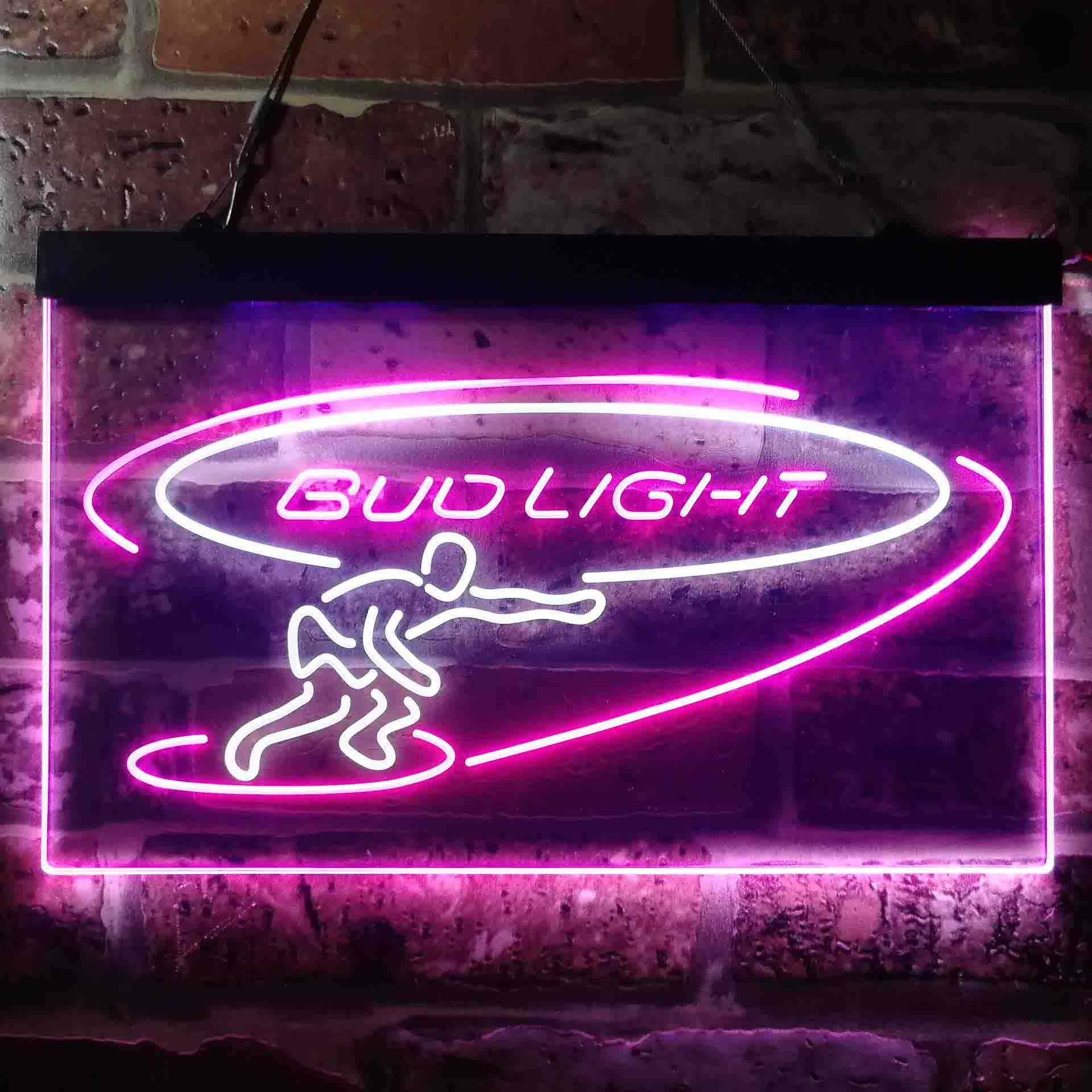 Bud Light Surf Snowboarder Neon-Like LED Sign - ProLedSign