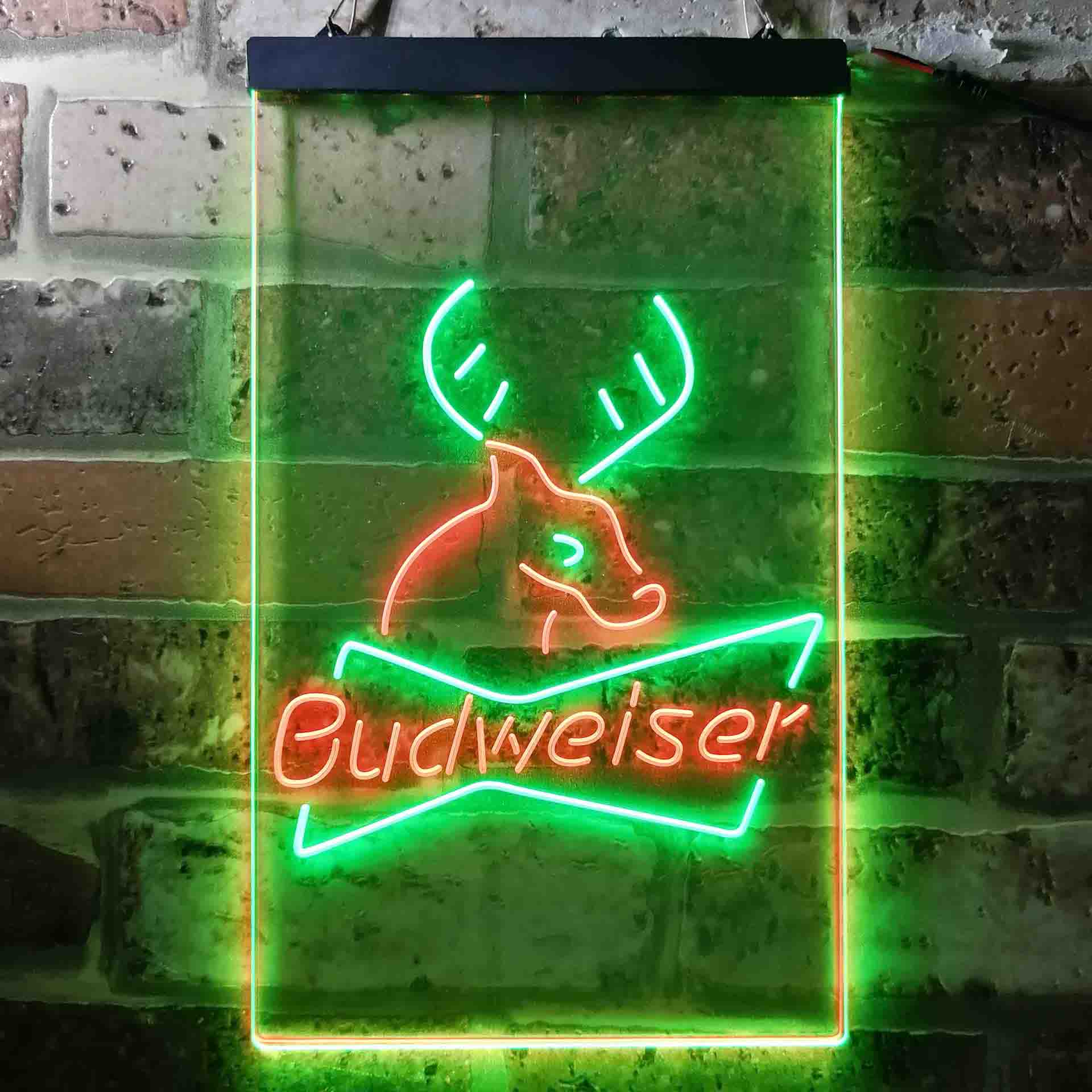 Budweiser Deer Hunting Cabin Neon-Like LED Sign