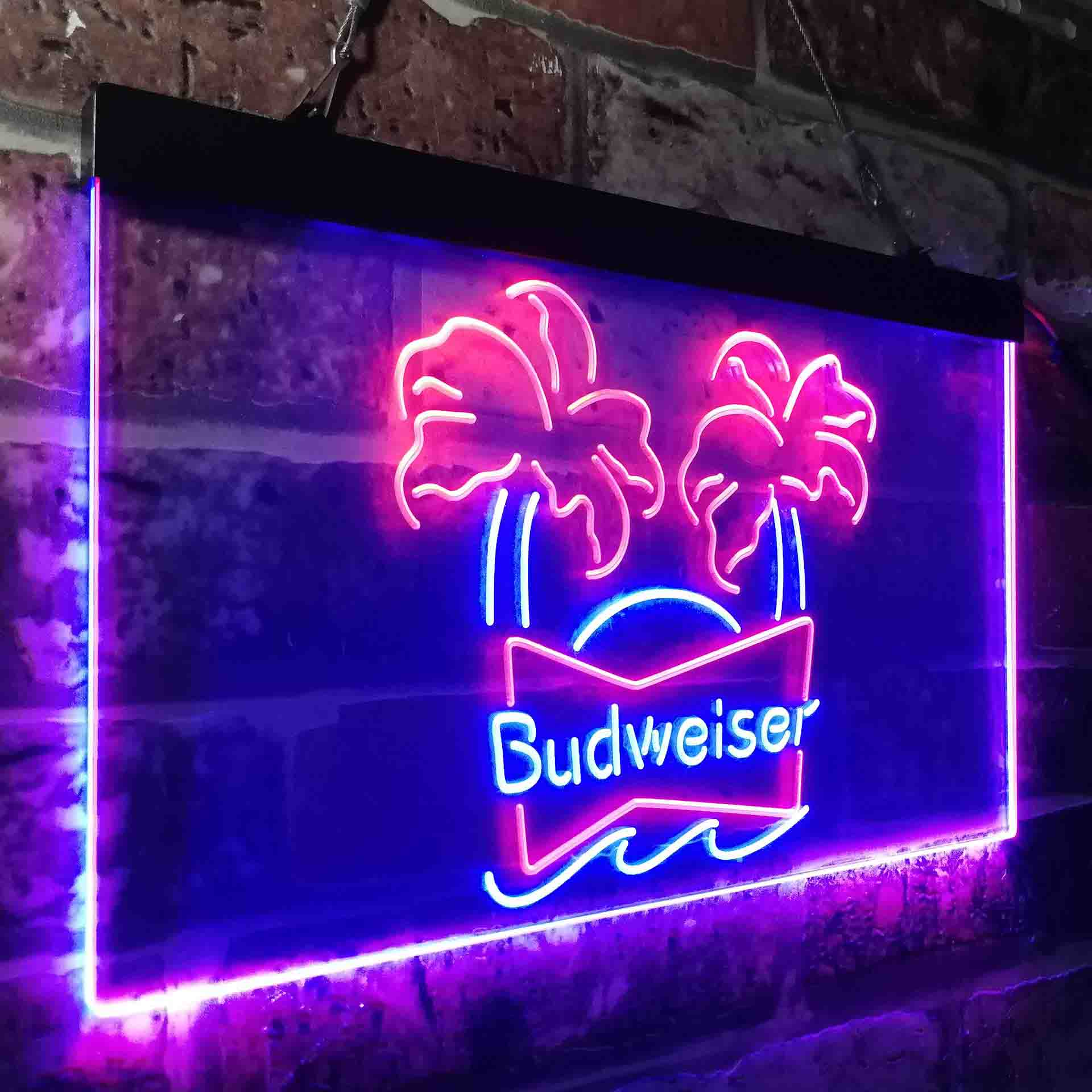 Budweiser Double Palm Tree Beer Neon-Like LED Sign