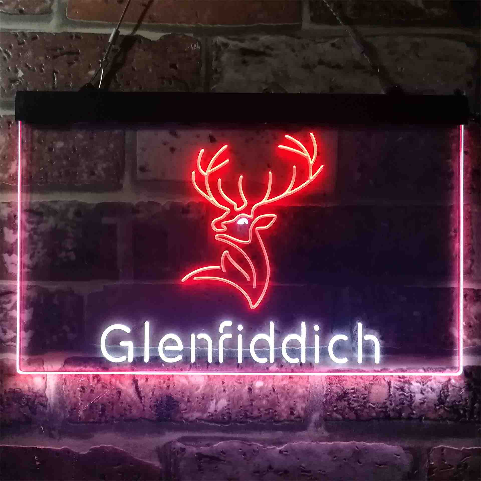 Glenfiddich Whisky Deer Wine Dual Color LED Neon Sign ProLedSign