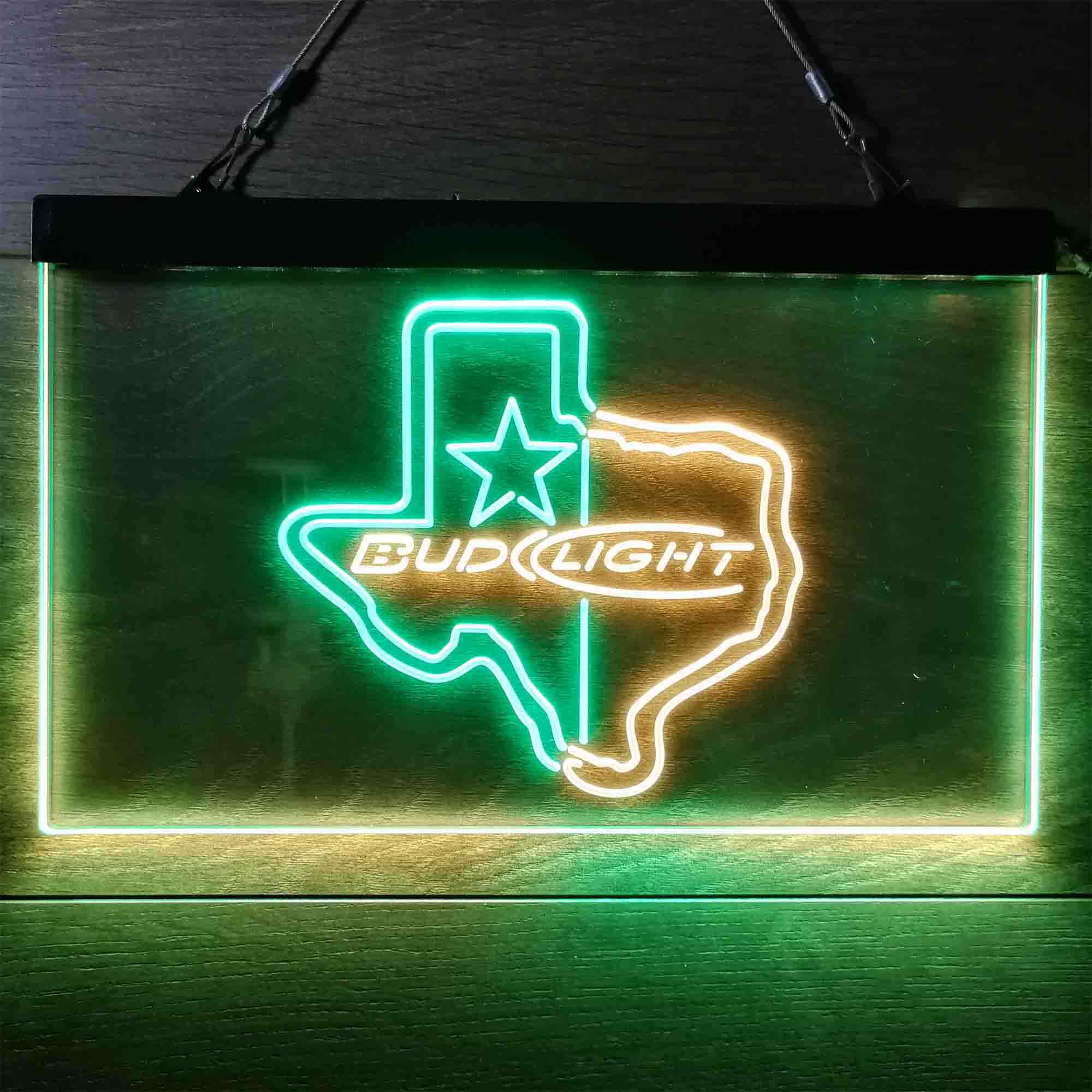 Bud Light Texas Star Dual Color LED Neon Sign ProLedSign