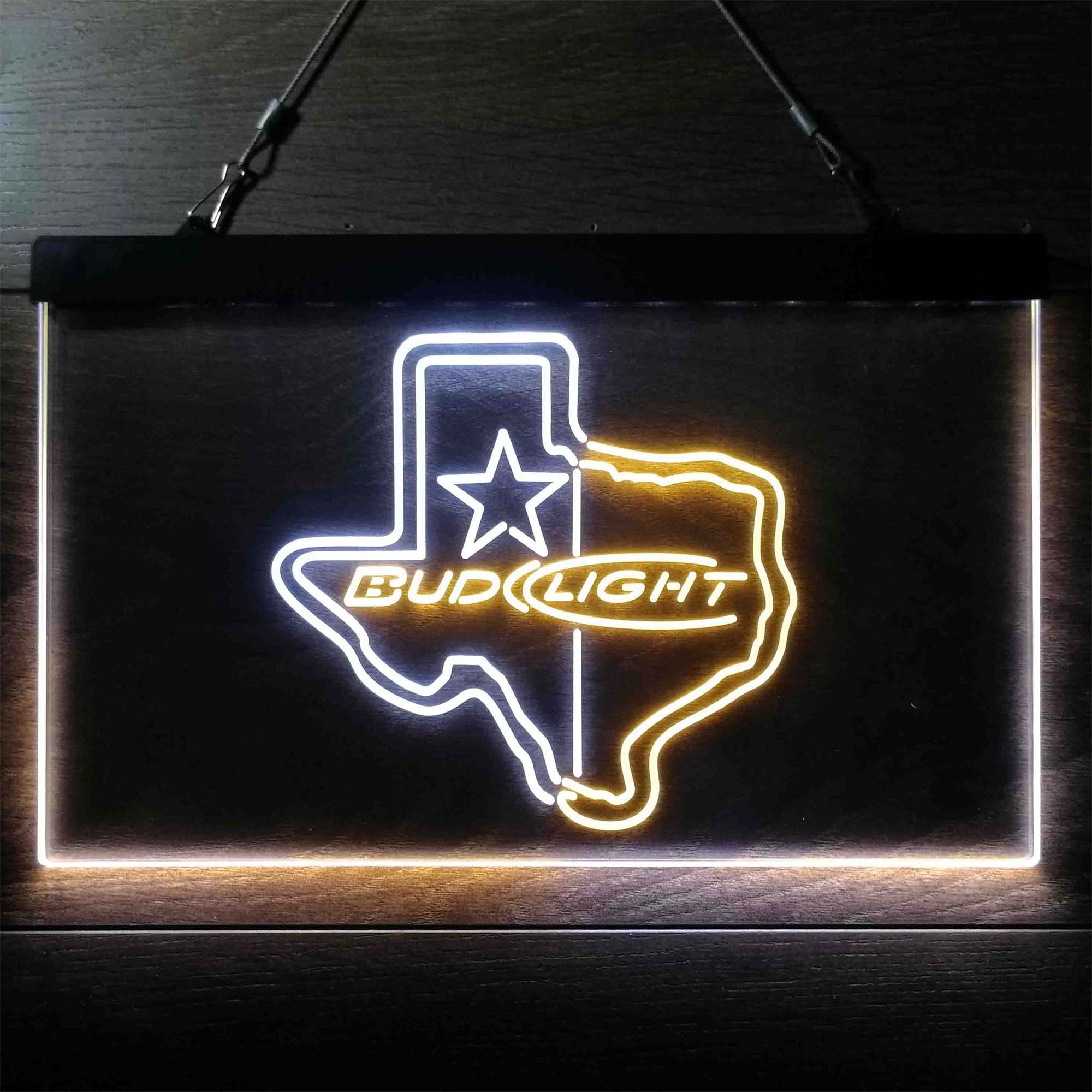 Bud Light Texas Star Dual Color LED Neon Sign ProLedSign