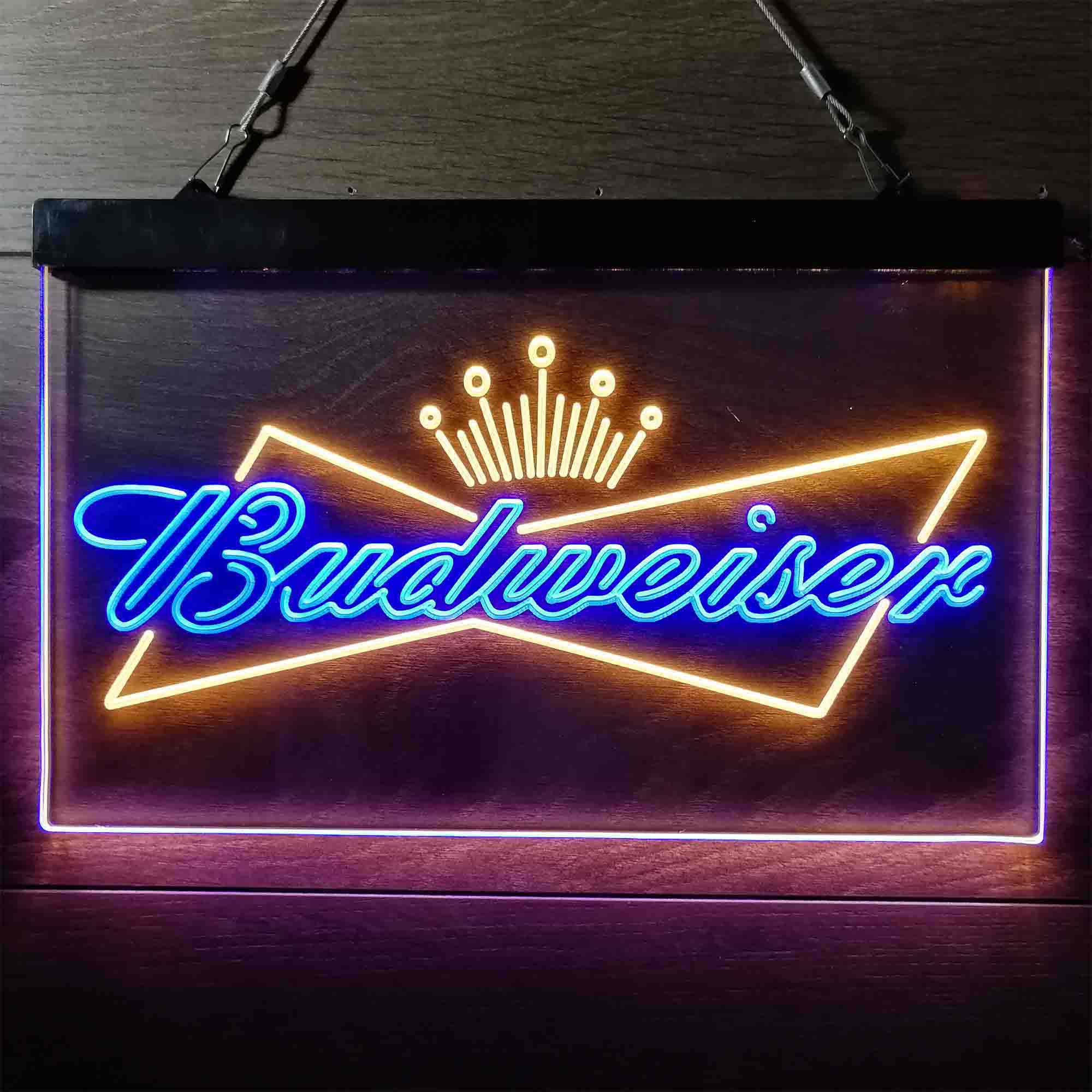 Budweiser Bowtie Crown Dual Color LED Neon Sign ProLedSign