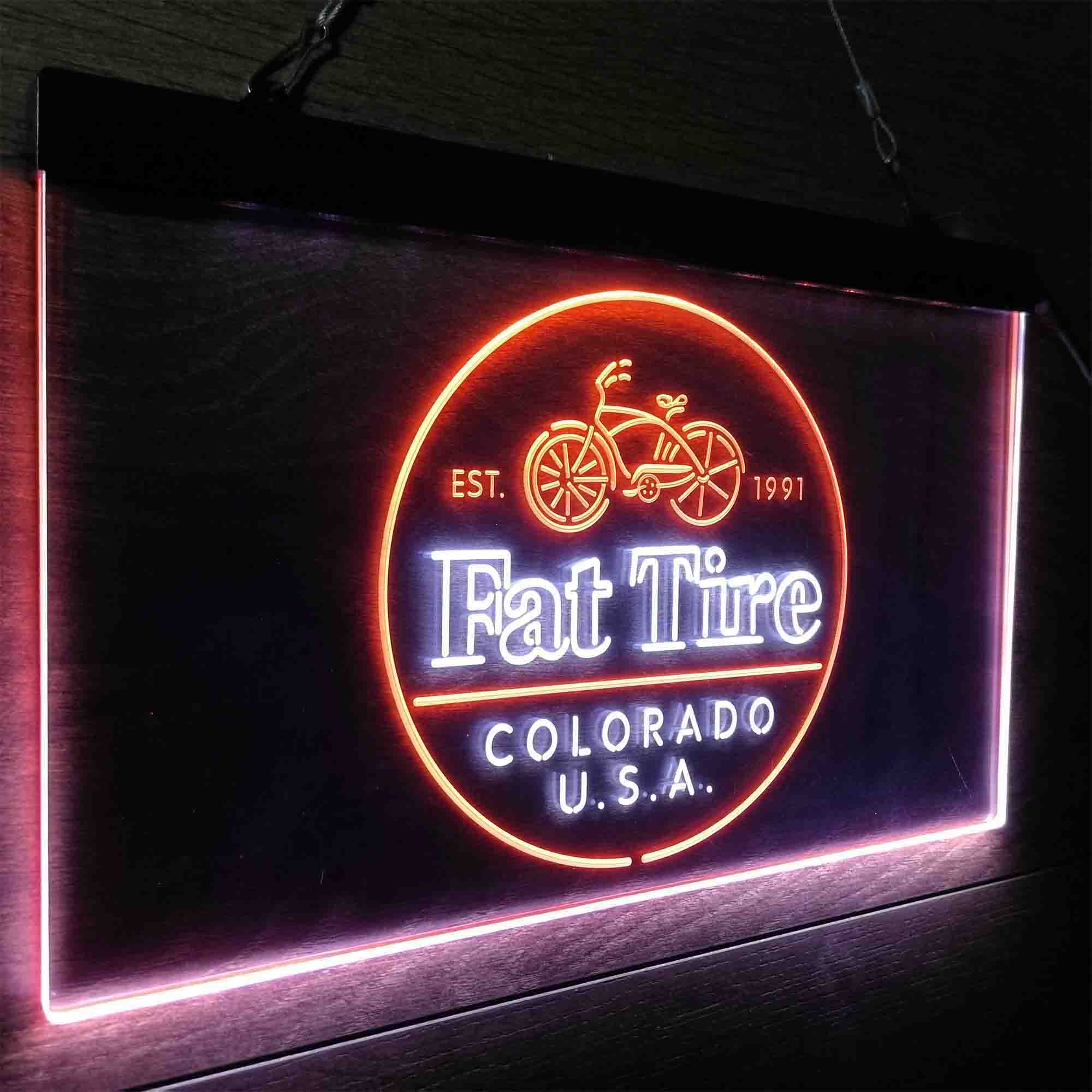 Fat Tire Est. 1991 Colorado USA Neon-Like LED Sign