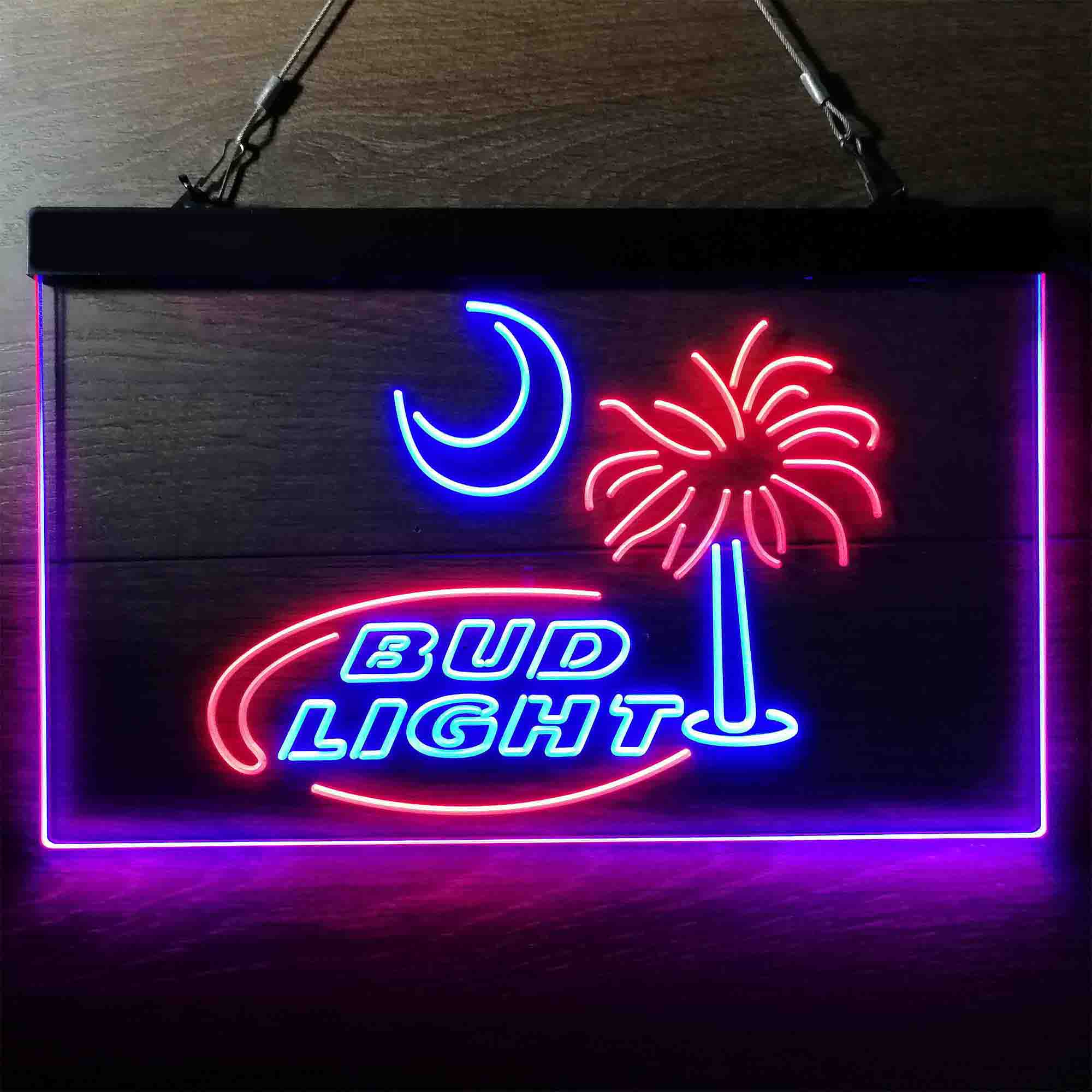 Bud Light Palm Tree Sun Dual Color LED Neon Sign ProLedSign