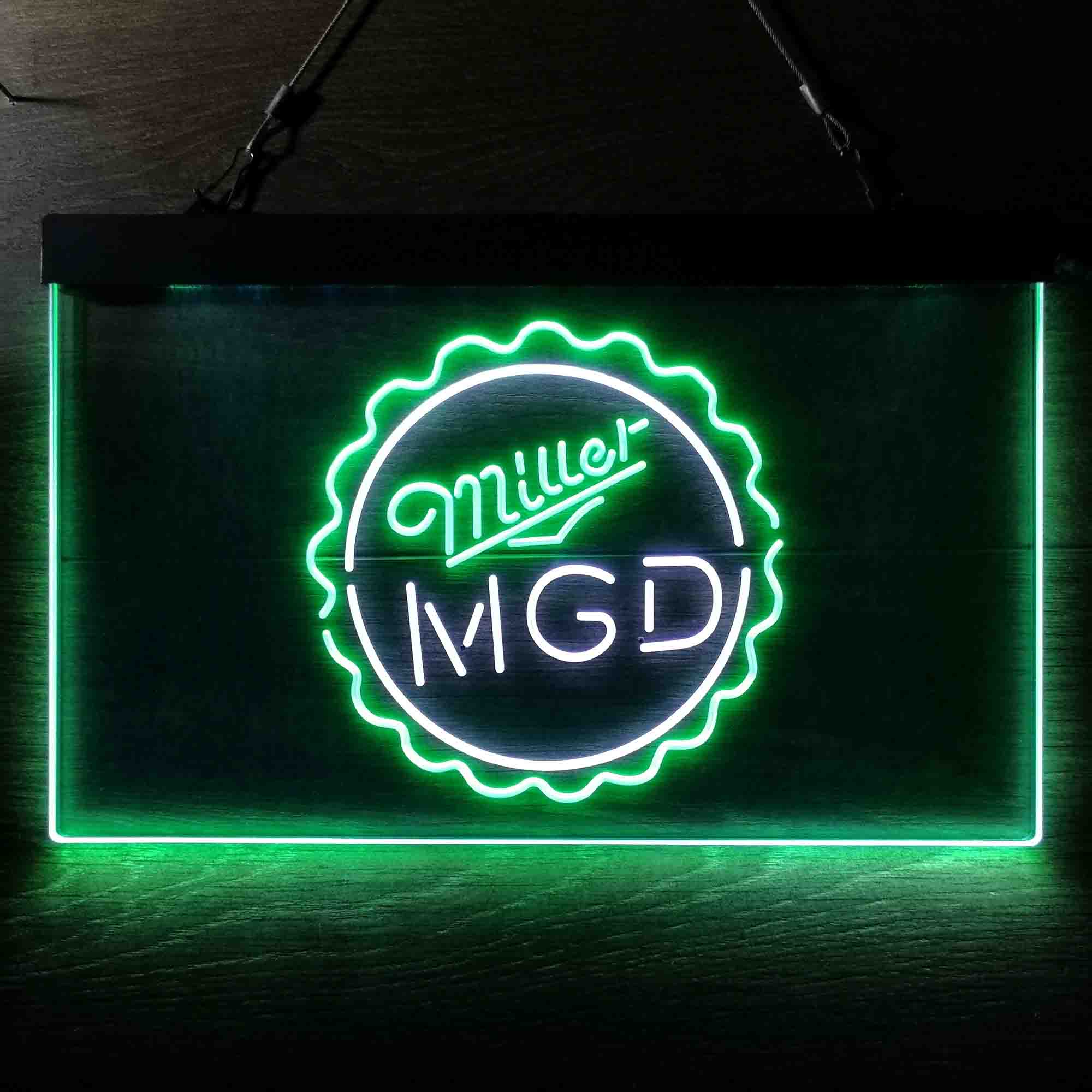 Miller Lite Genuine Draft MGD Bottle Cap Neon-Like LED Sign