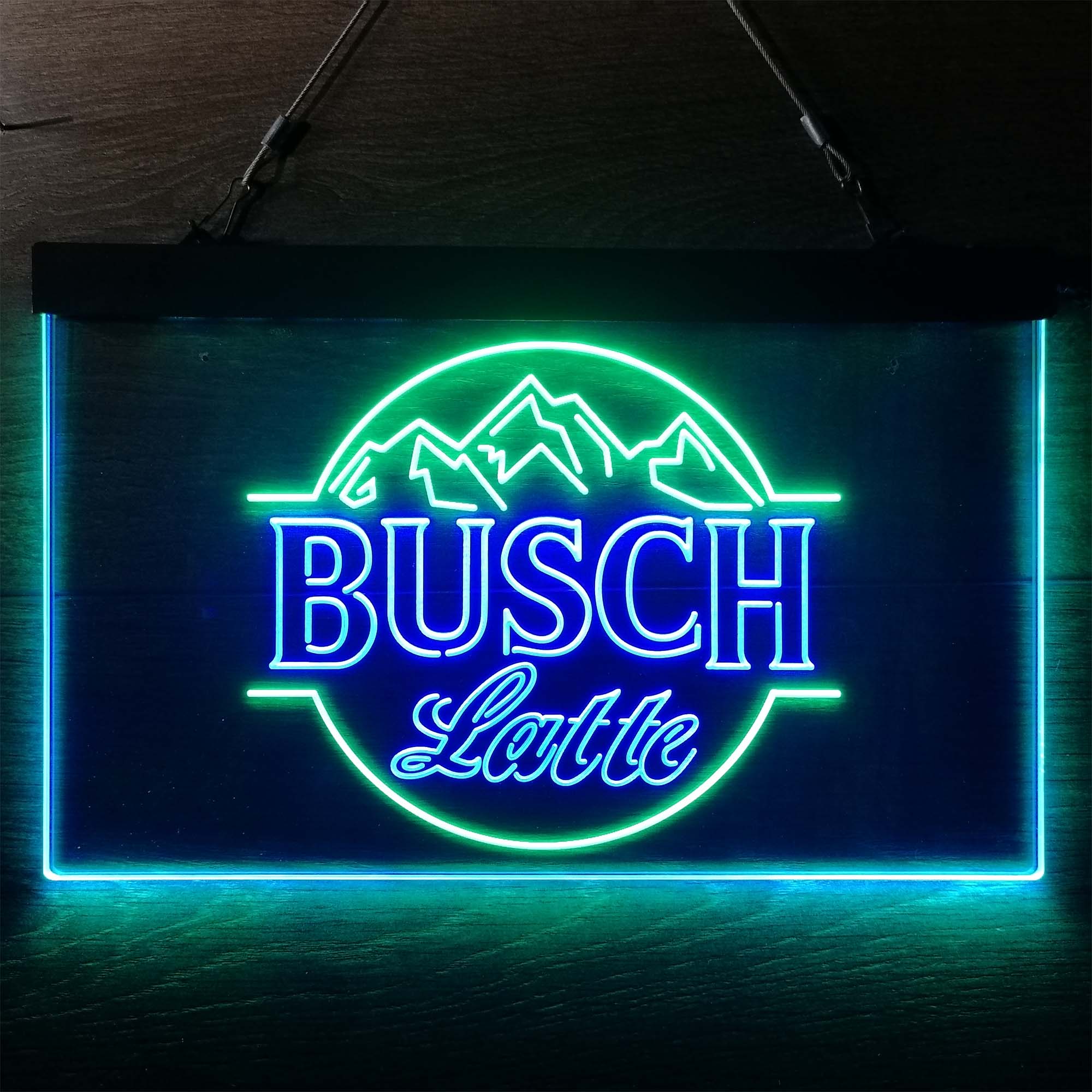 Busch Latte Mountain Neon-Like LED Sign, Beer Bar Decoration, Wall Art Plaque