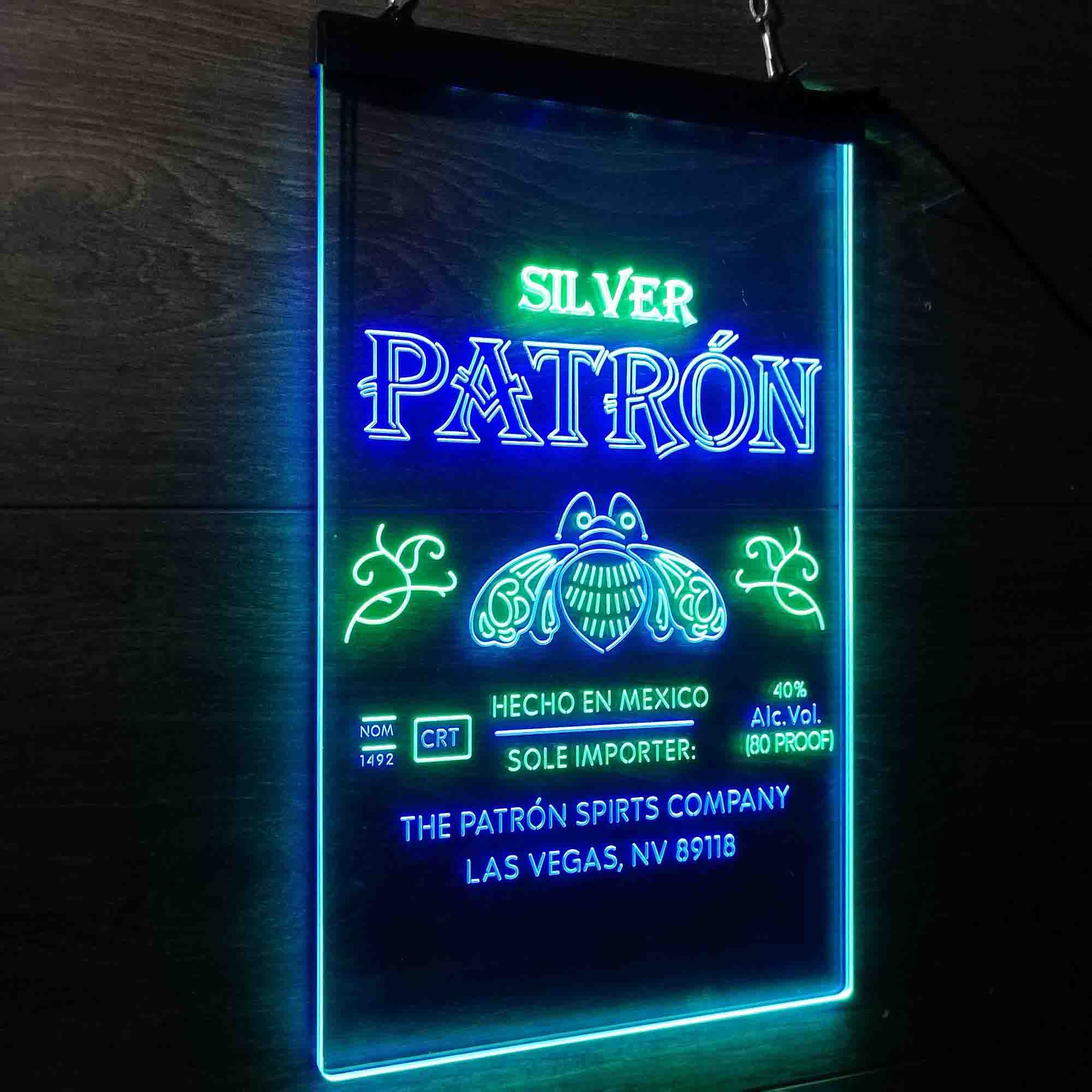 Patron Silver Tequila Wine Neon Bar LED Sign