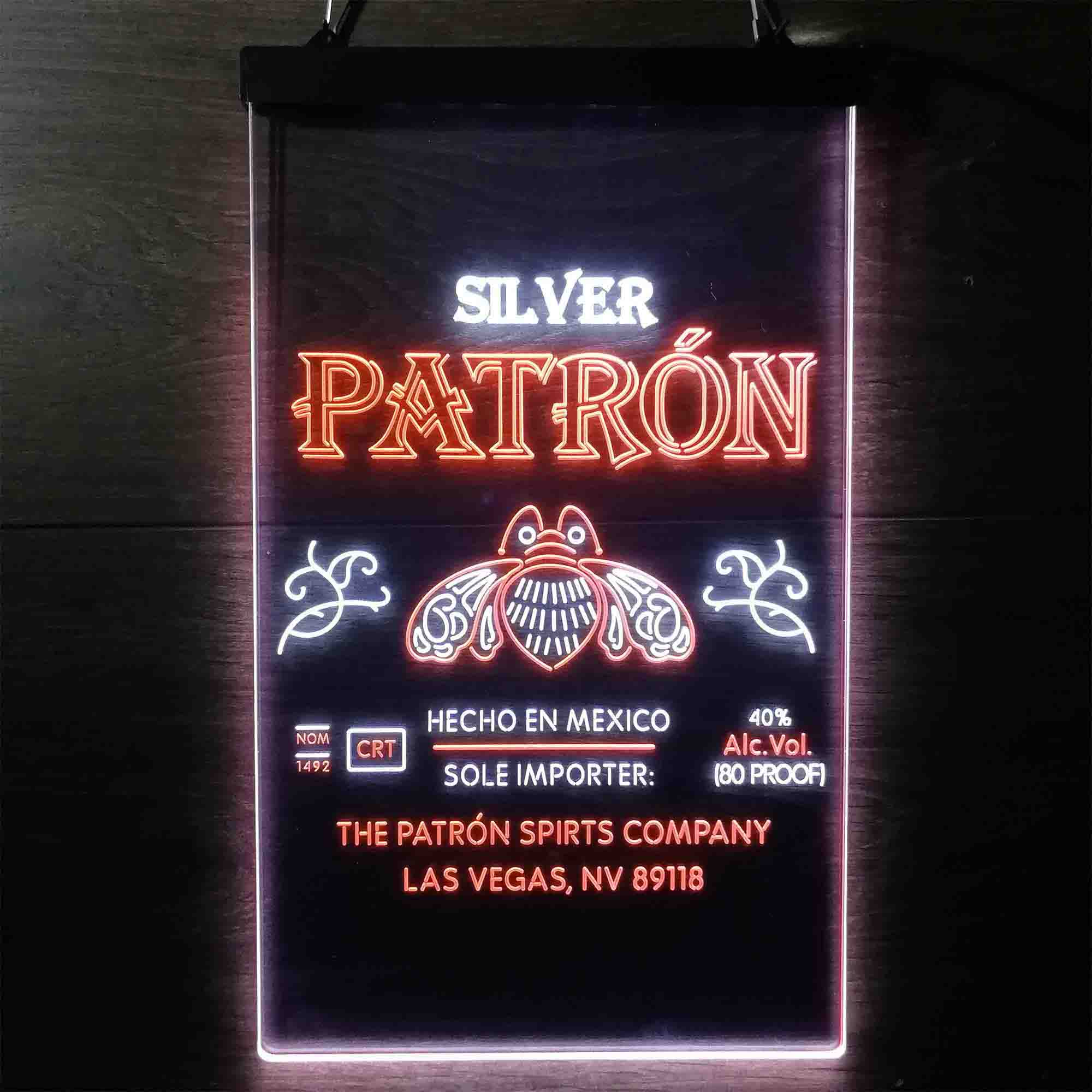 Patron Silver Tequila Wine Neon Bar LED Sign